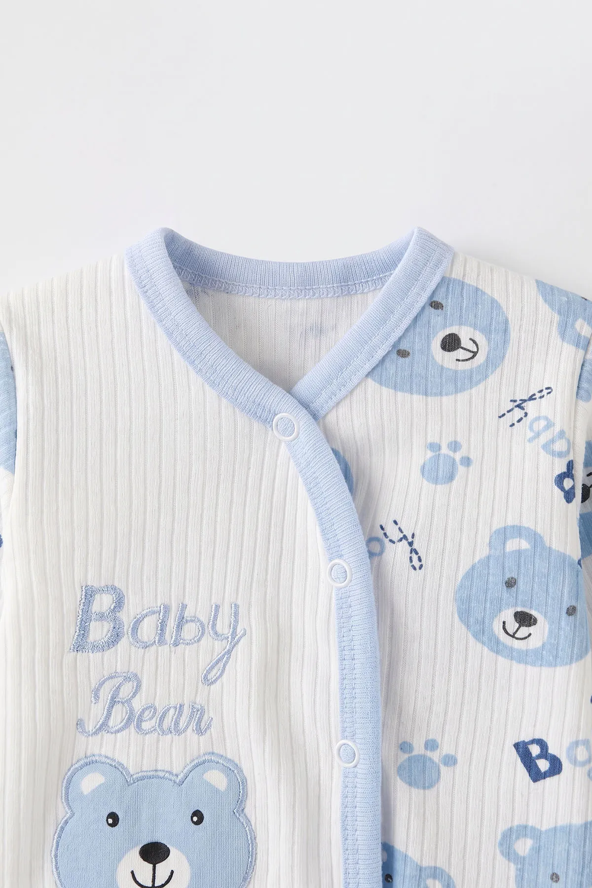 Bebe Mavisi (0-6 Ay) Koala Baskılı Patikli Şapkalı  Raporlu Bebek Zıbın Seti 477330