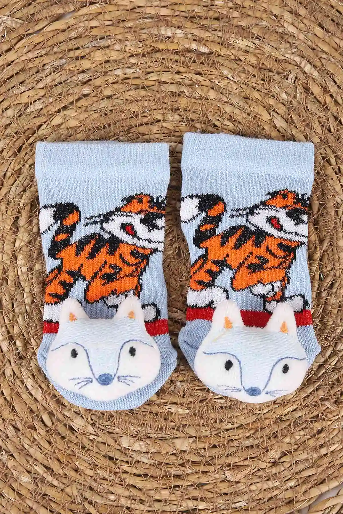 Bebe Mavisi (0-6 Ay) Nakış Oyuncaklı Erkek Bebek Çorap 467466
