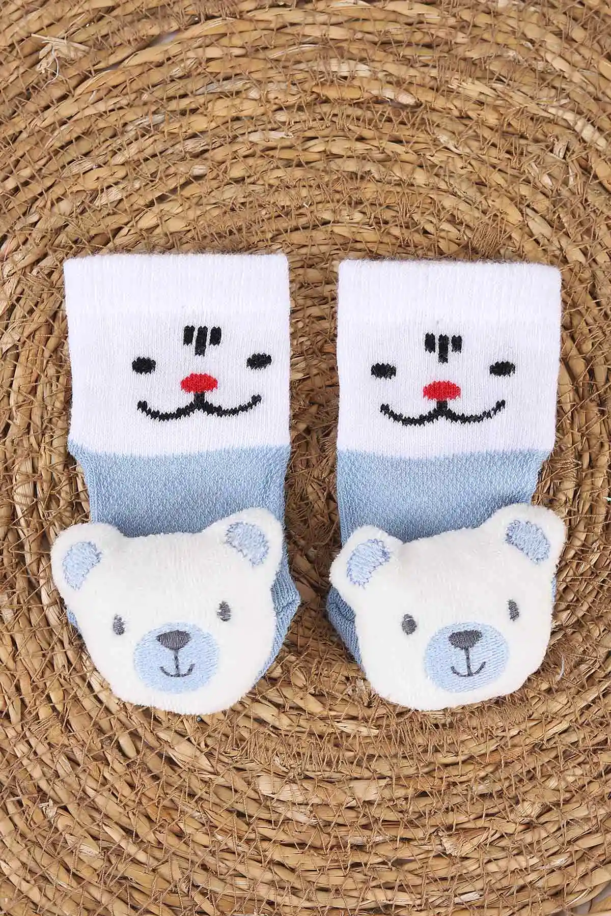 Bebe Mavisi (0-6 Ay) Nakış Oyuncaklı Erkek Bebek Çorap 467470
