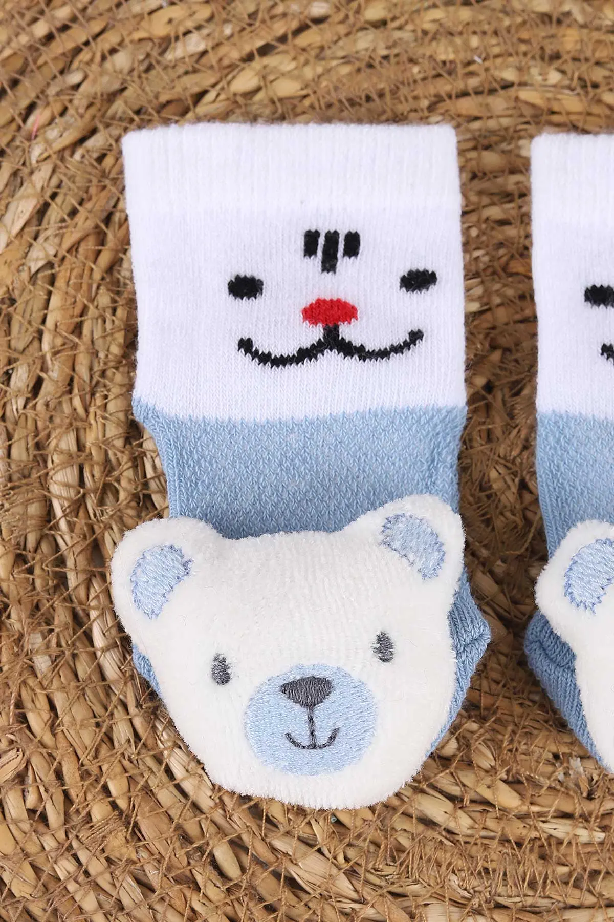 Bebe Mavisi (0-6 Ay) Nakış Oyuncaklı Erkek Bebek Çorap 467470