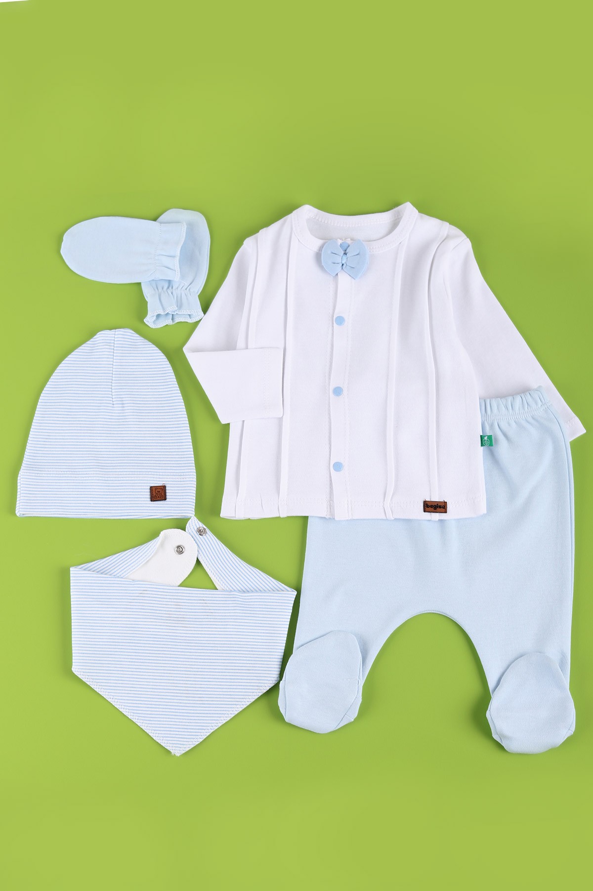 Bebe Mavisi (0-6 Ay) Papyonlu Erkek Bebe Takım 223706