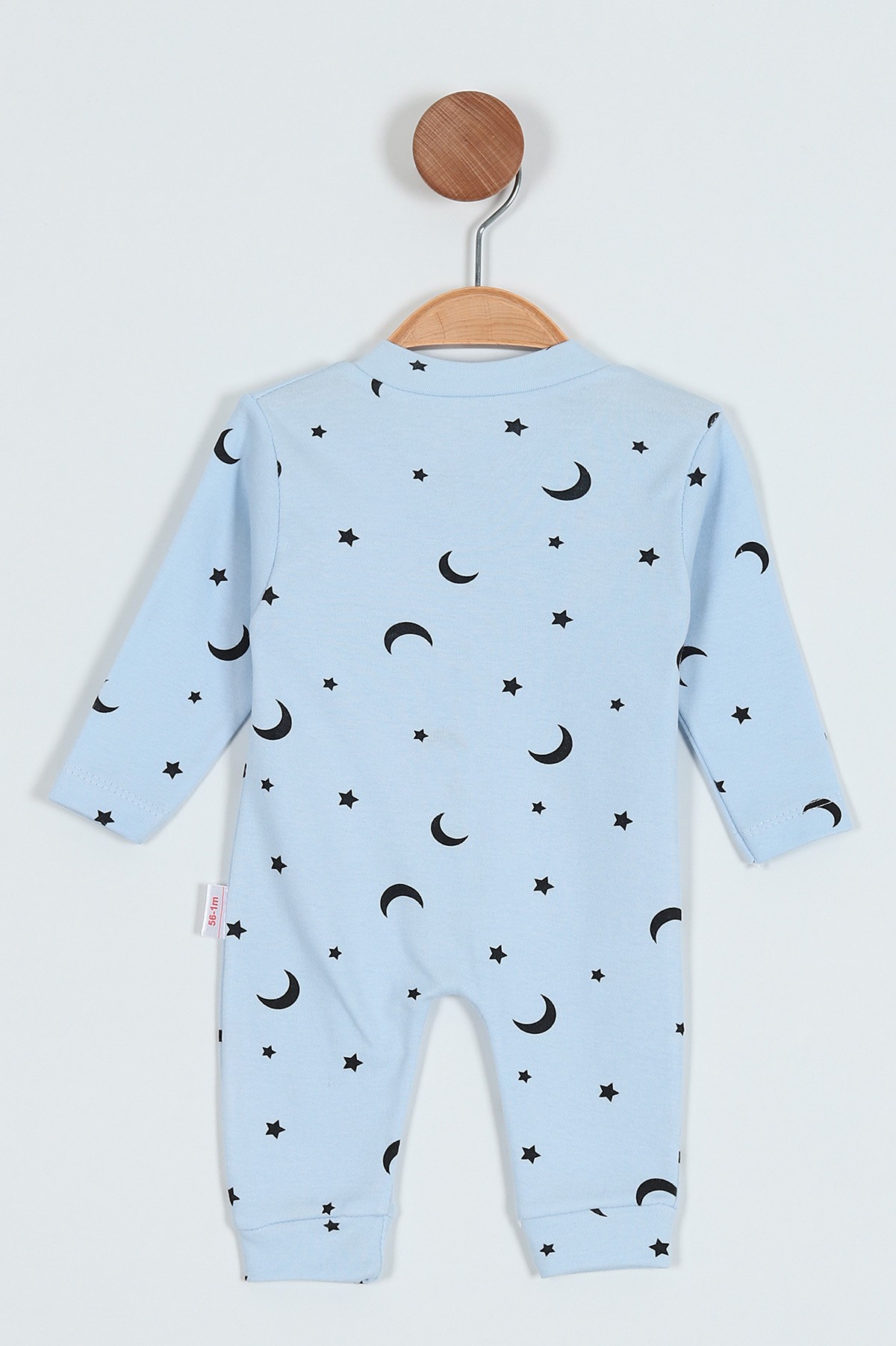 Bebe Mavisi (0-9 Ay) Ay Yıldız Desenli Çıtçıtlı Erkek Bebe Tulum 203408