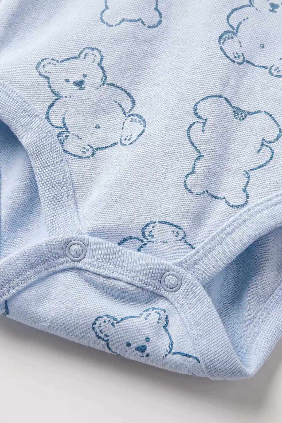 Bebe Mavisi (0-9 Ay) Ayı Desenli Bebek Çıtçıtlı Badi 482281
