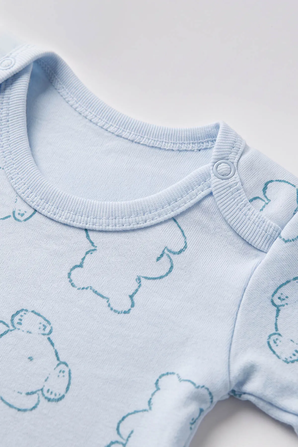 Bebe Mavisi (0-9 Ay) Ayı Desenli Bebek Çıtçıtlı Badi 482281