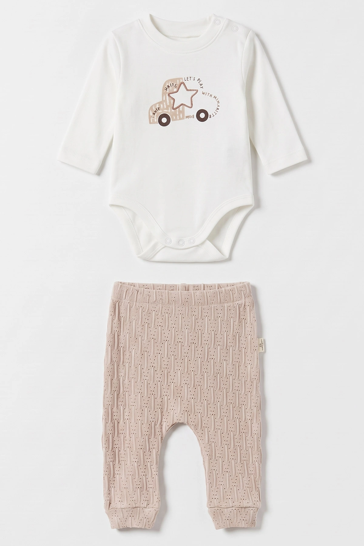 Bebe Mavisi (0-9 Ay) Ayıcık Baskılı Kapüşonlu Hırkalı Erkek Bebek 3'lü Takım 477028