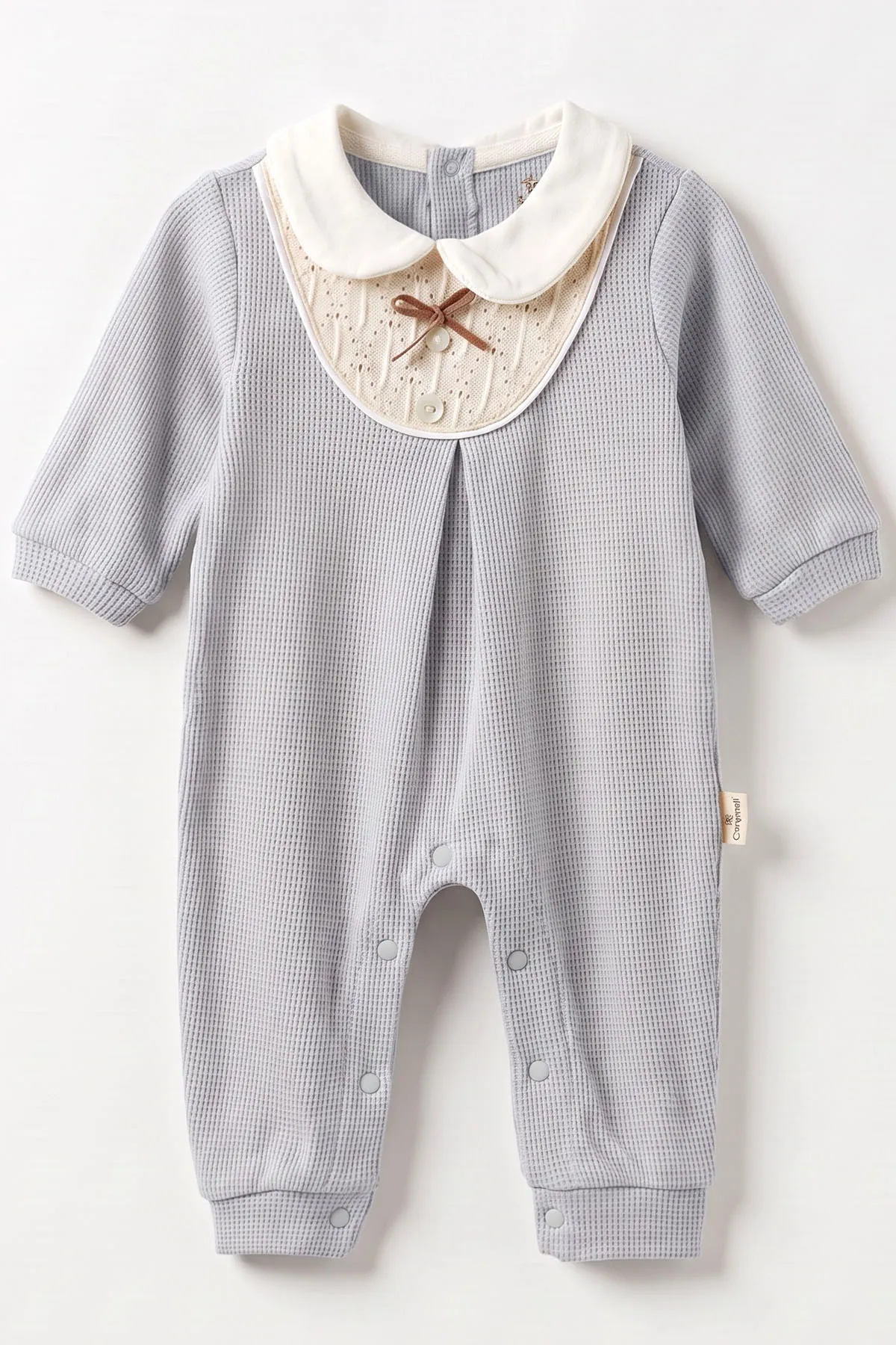 Bebe Mavisi (0-9 Ay) Bebe Yaka Waffle Kumaş Erkek Bebek Tulum 476001