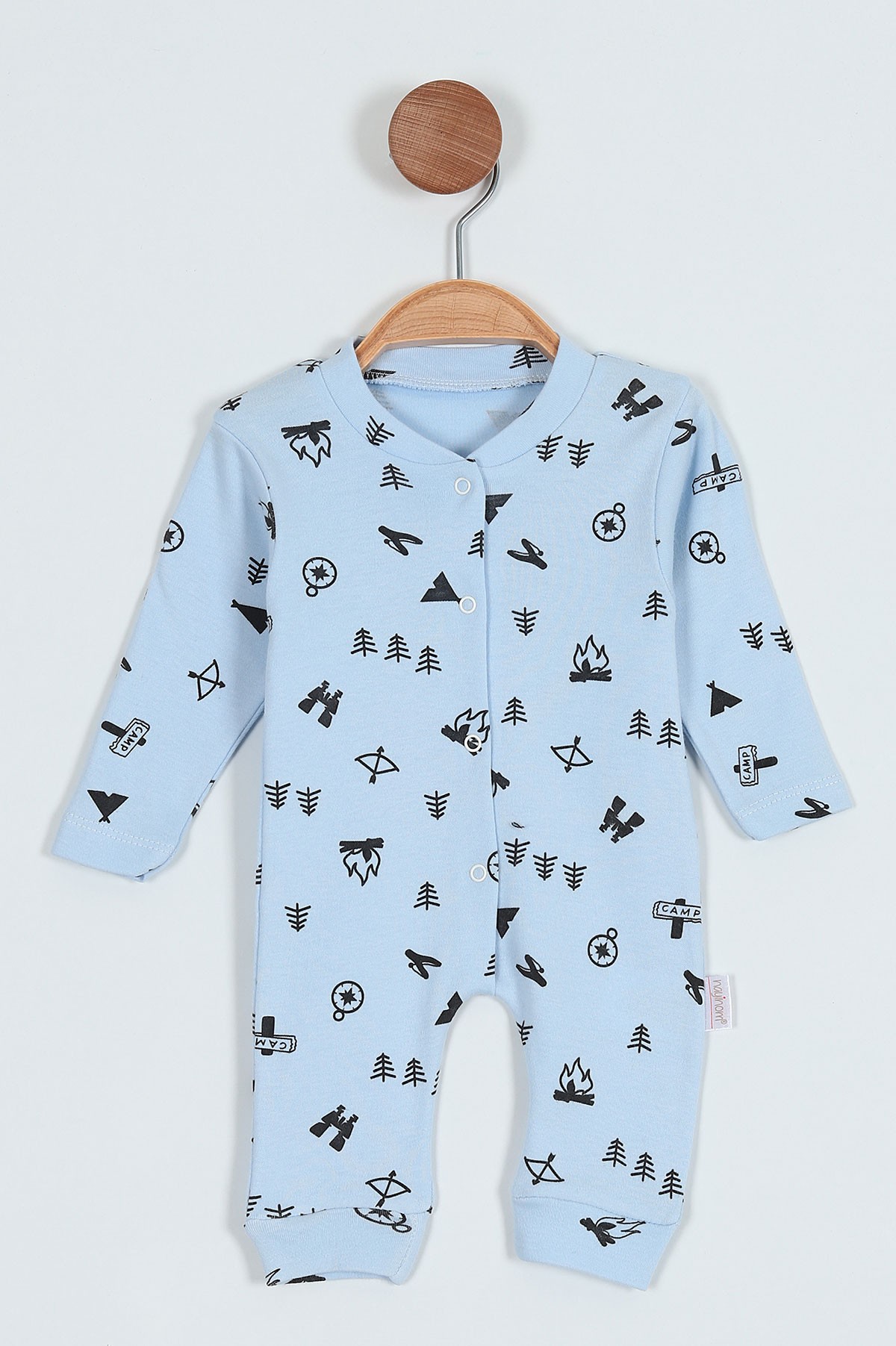 Bebe Mavisi (0-9 Ay) Camp Baskılı Çıtçıtlı Erkek Bebe Tulum 203438