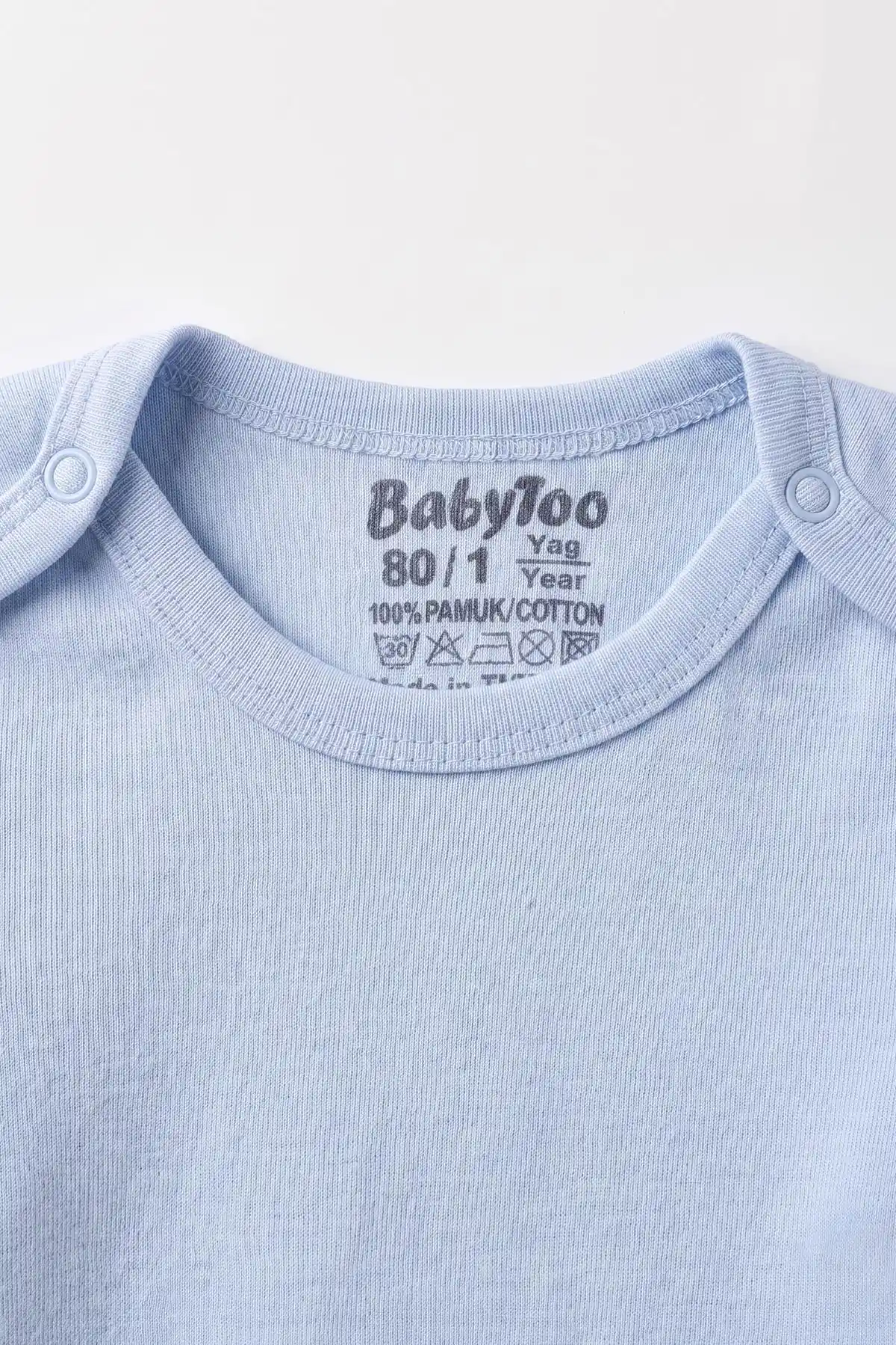 Bebe Mavisi (0-9 Ay) Düz Kısa Kol Bebek Çıtçıtlı Badi 482347