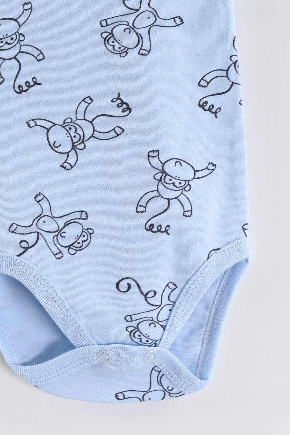 Bebe Mavisi (0-9 Ay )Maymun   Desenli Bebek&Çocuk Çıtçıtlı Badi 457244