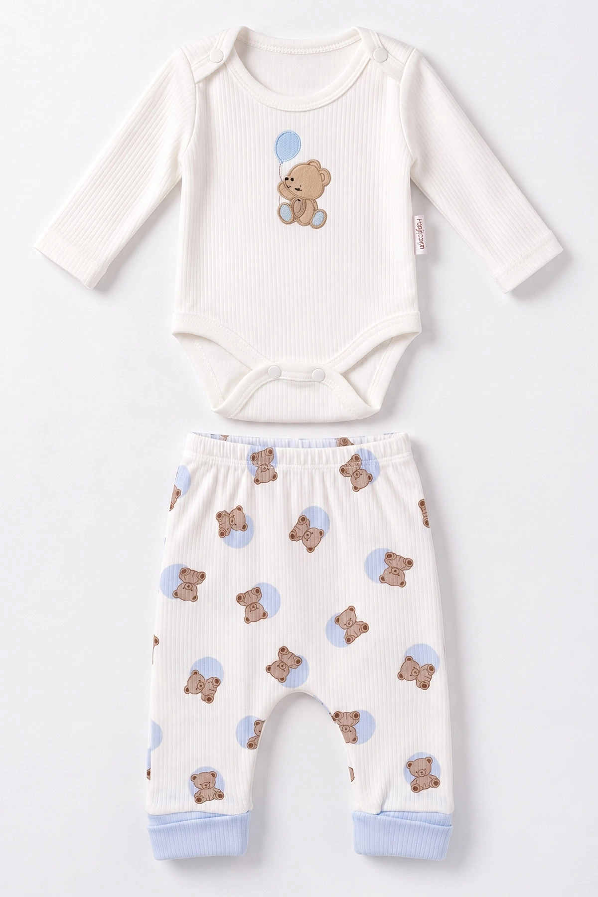 Bebe Mavisi (0-9 Ay)  Puanlı Ayıcık Nakışlı  Raporlu  Bebek Takım 480470