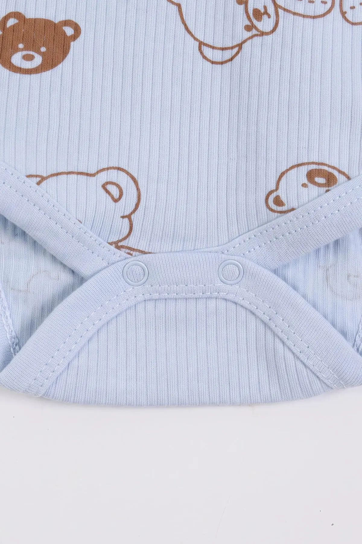 Bebe Mavisi (0-9 Ay )  Raporlu Ayıcık Baskılı Kısa Kol  Bebek & Çocuk Çıtçıtlı Badi 480422