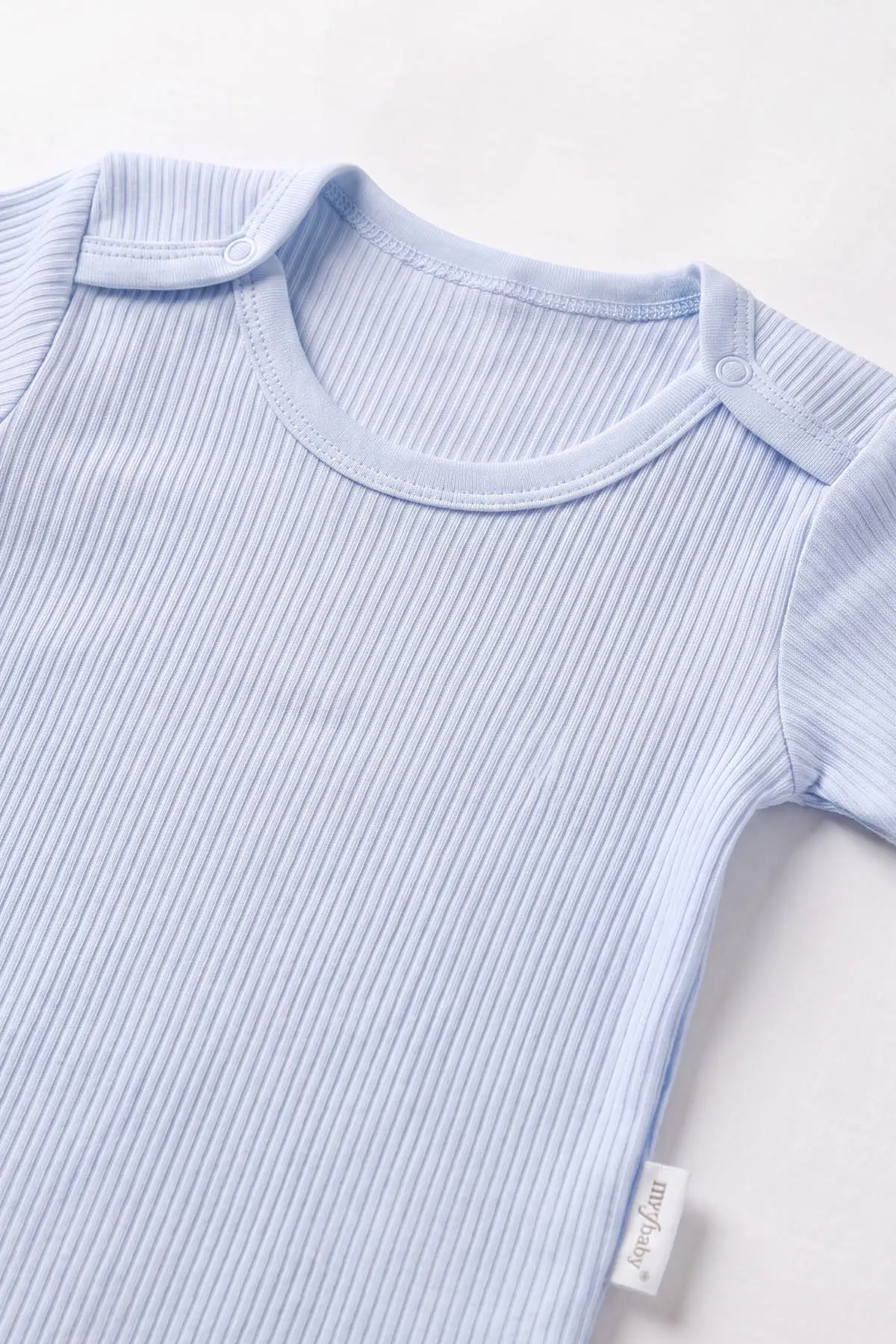 Bebe Mavisi (0-9 Ay ) Raporlu Düz Kısa Kol Bebek & Çocuk Çıtçıtlı Badi 480411