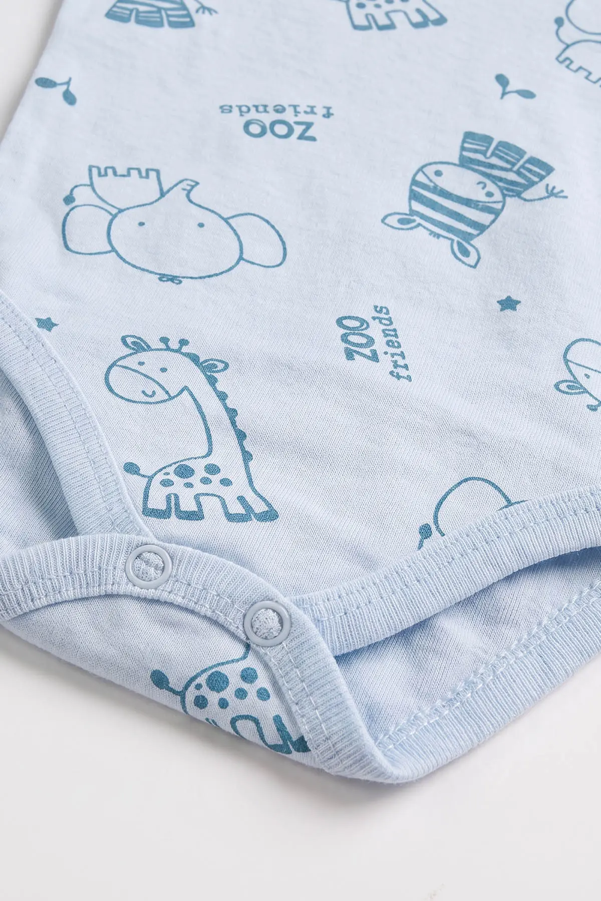 Bebe Mavisi (0-9 Ay) Safari  Desenli Bebek Çıtçıtlı Badi 482304