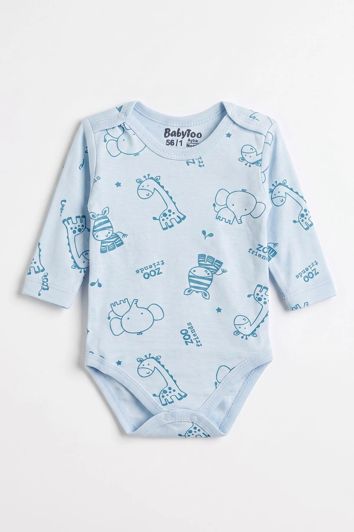 Bebe Mavisi (0-9 Ay) Safari  Desenli Bebek Çıtçıtlı Badi 482304
