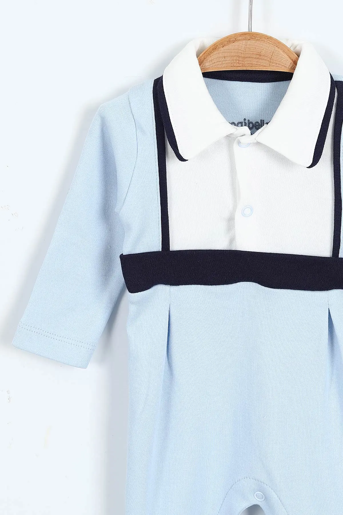 Bebe Mavisi (0-9 Ay) Yakadan Çıtçıtlı Patikli Erkek Bebek Tulum 400315