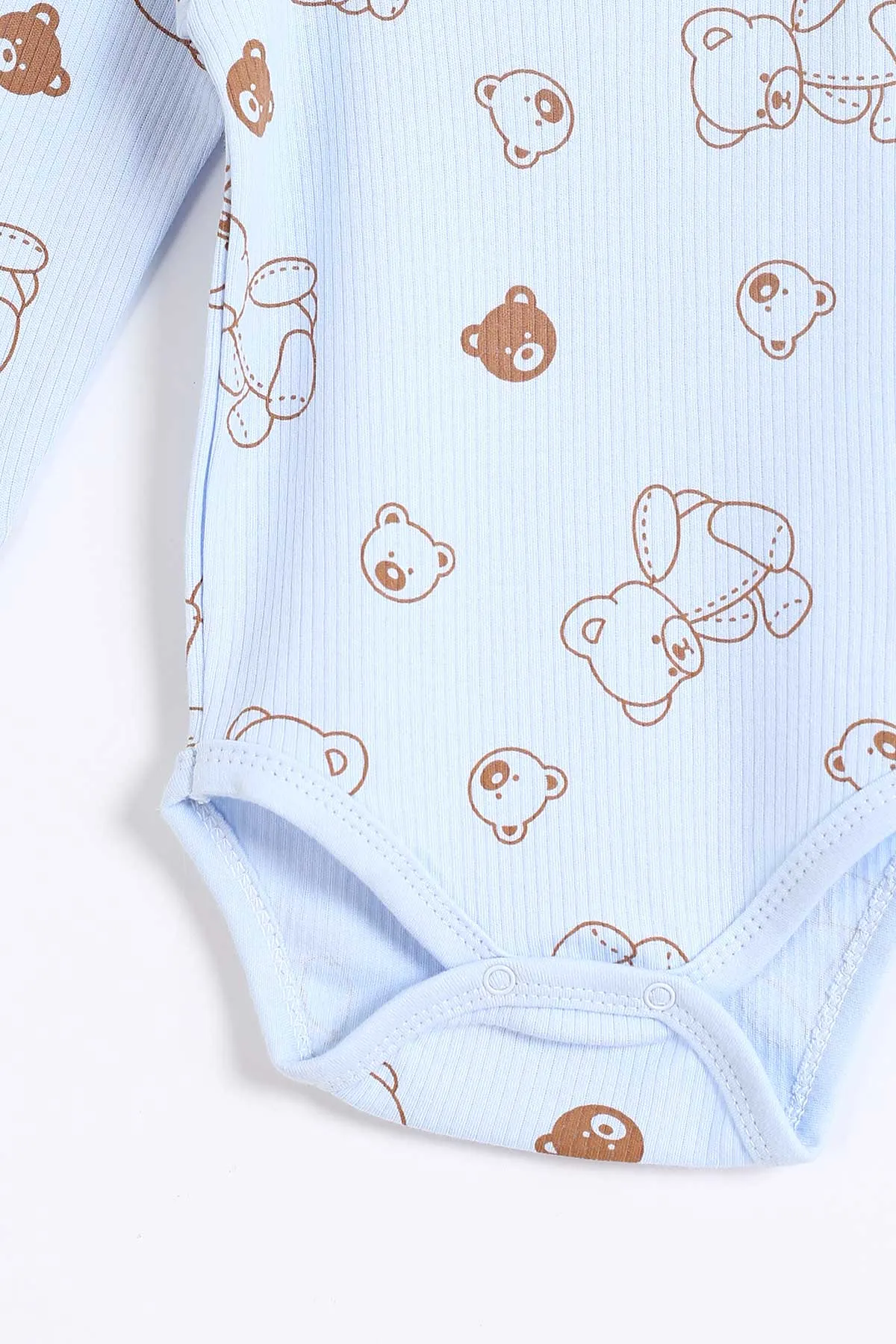 Bebe Mavisi (1-3 Yaş) Ayıcık Desenli Raporlu Uzun Kollu Bebek Badi 304683