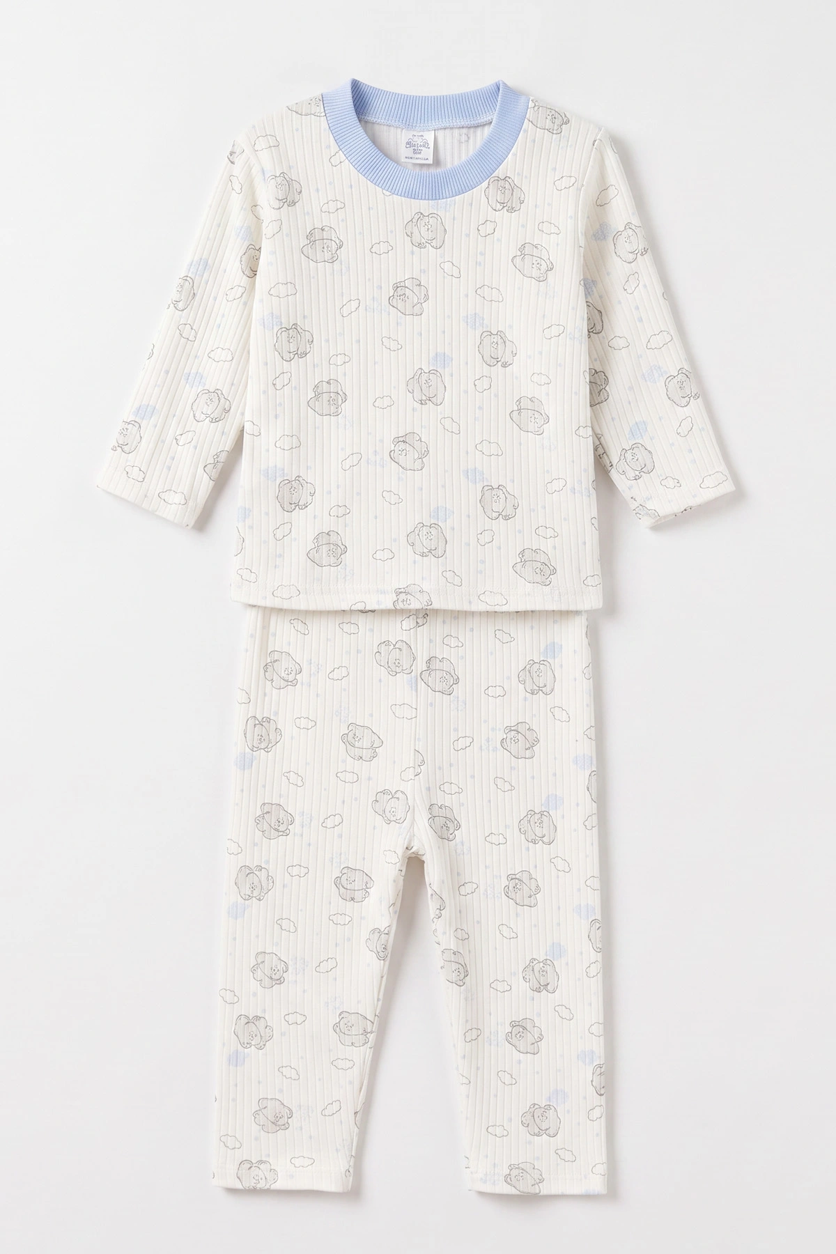 Bebe Mavisi (1-3 Yaş) Casper Desenli Raporlu Çocuk Pijama Takım 484711