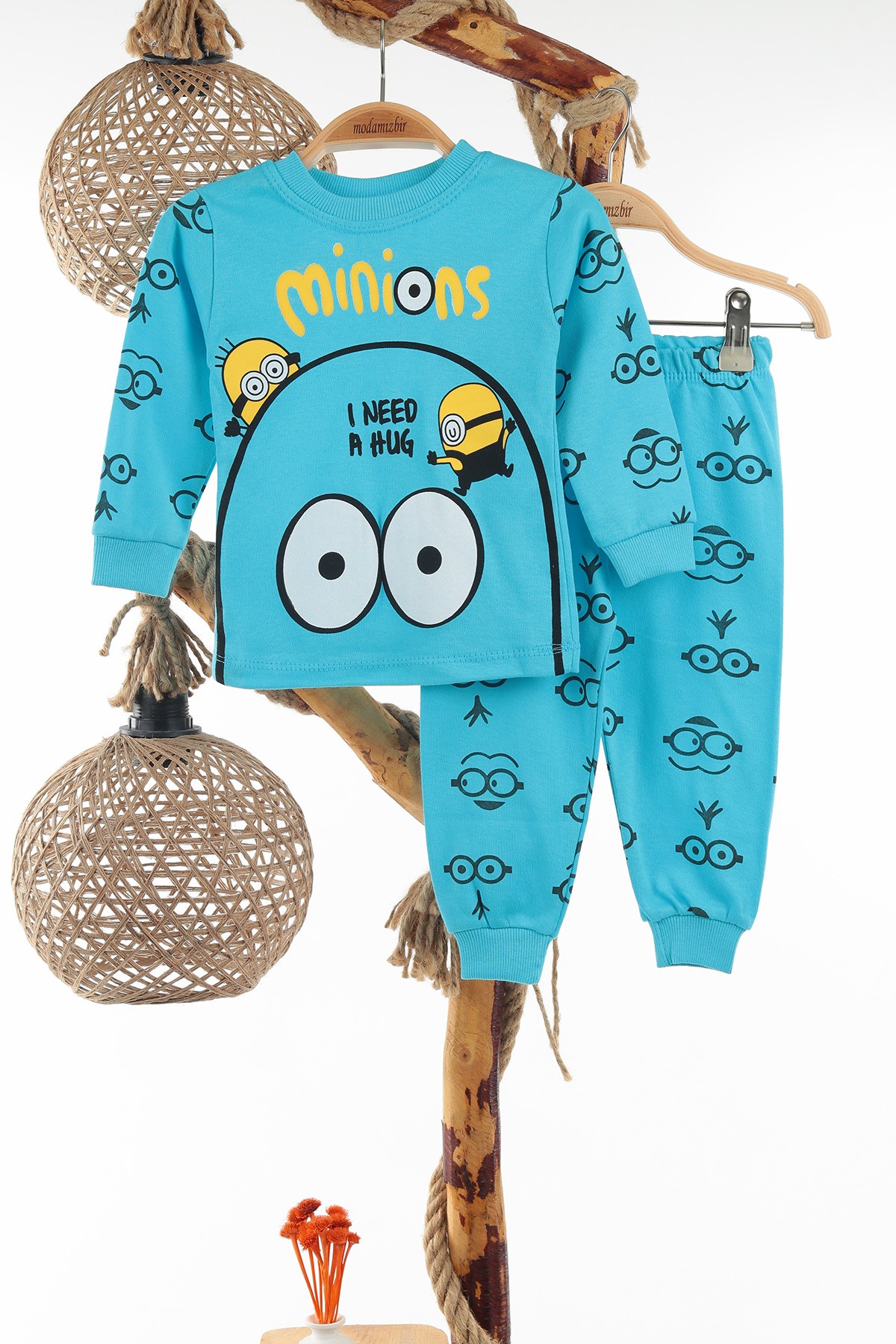 Bebe Mavisi (1-3 Yaş) Minyon Baskılı Erkek Çocuk Pijama Takımı 138025