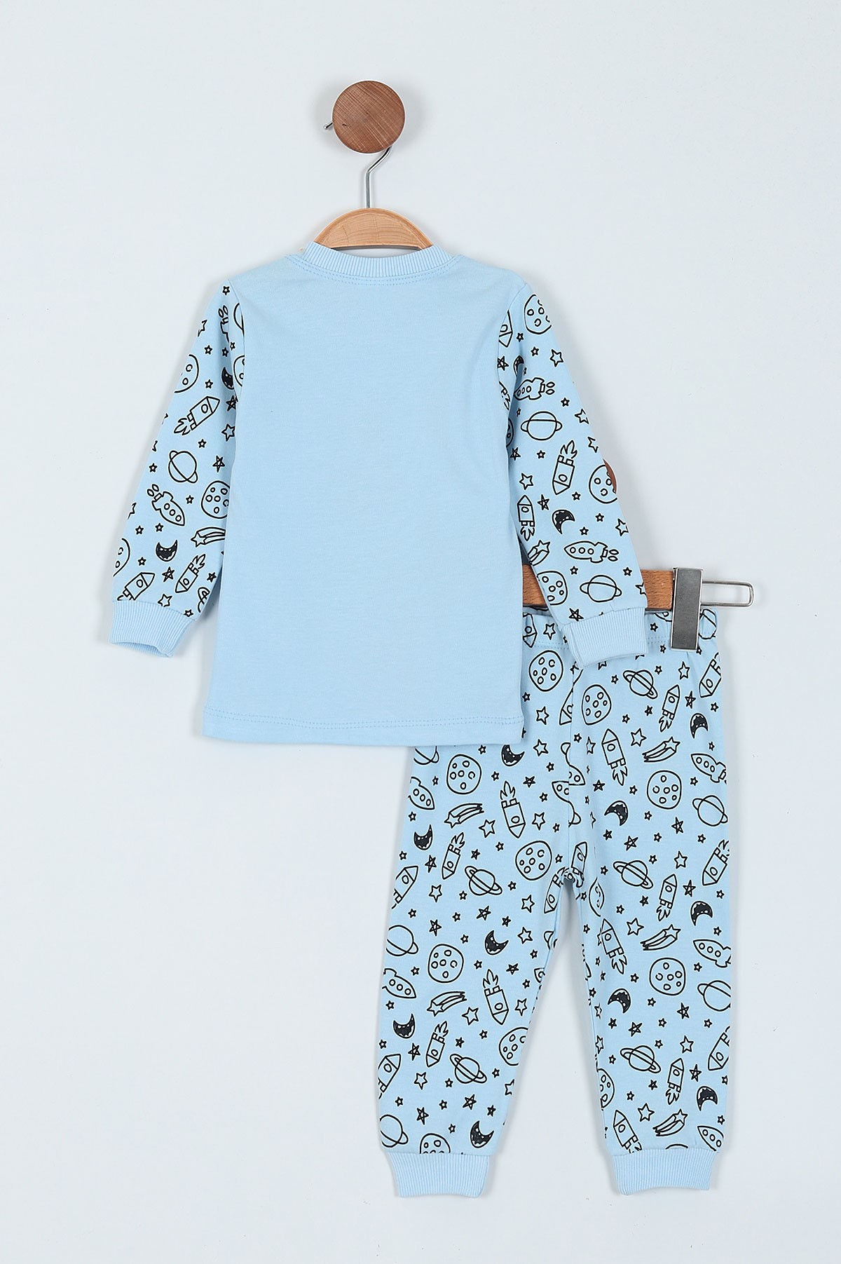 Bebe Mavisi (1-3 Yaş) Uzay Baskılı Erkek Çocuk Pijama Takım 219572