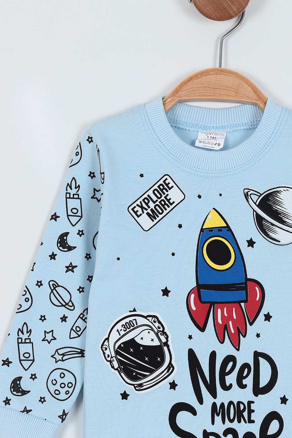 Bebe Mavisi (1-3 Yaş) Uzay Baskılı Erkek Çocuk Pijama Takım 219572