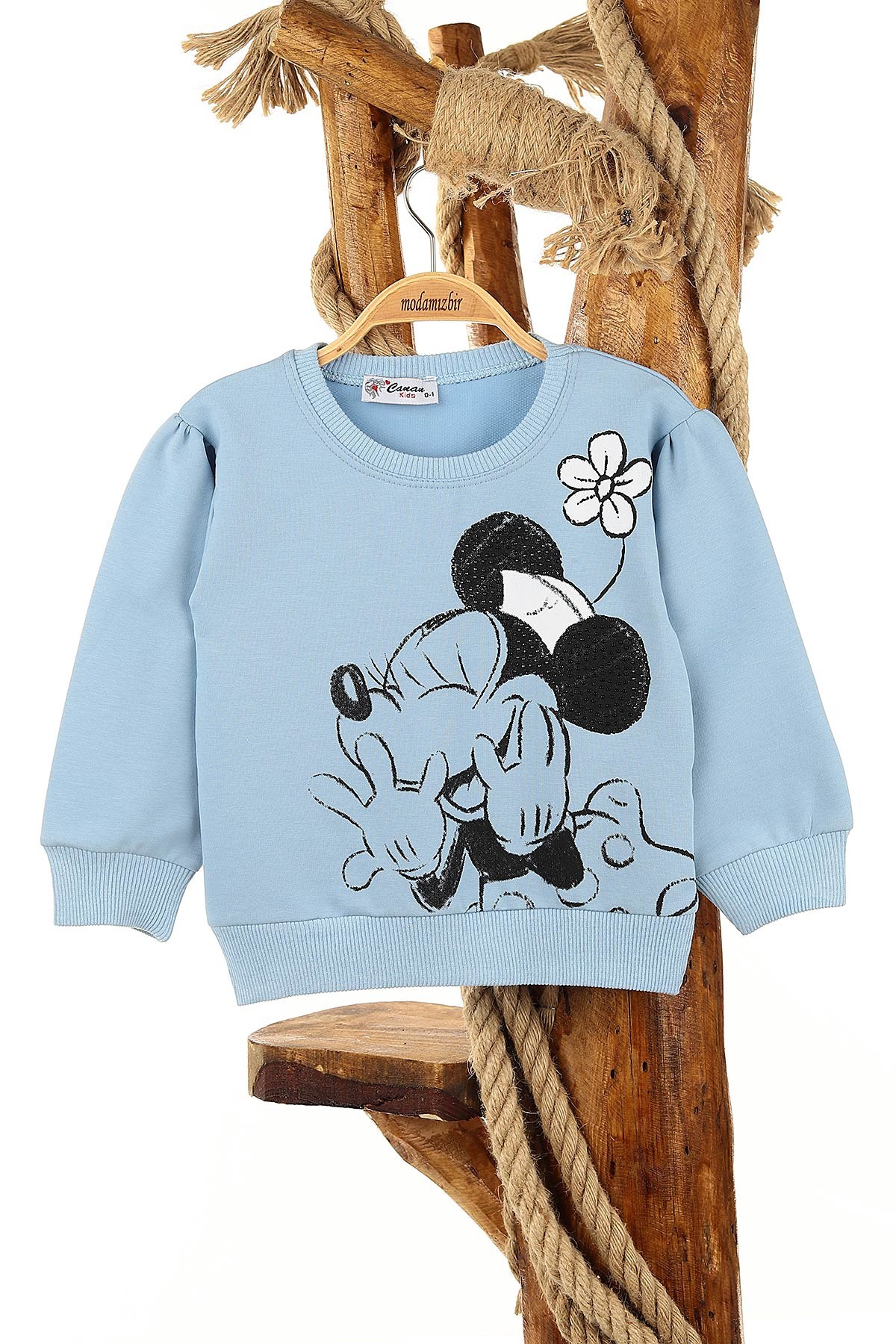 Bebe Mavisi (1-4 Yaş) Çiçekli Fare Baskılı Kız Bebek Sweat 155278