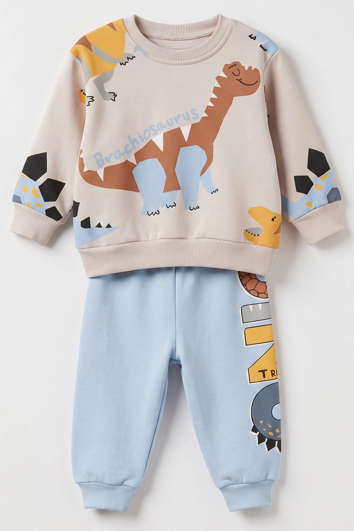Bebe Mavisi (1-4 Yaş) Dino  Baskılı  3 İp Şardonlu Erkek Çocuk&Bebek Kışlık Takım 489564