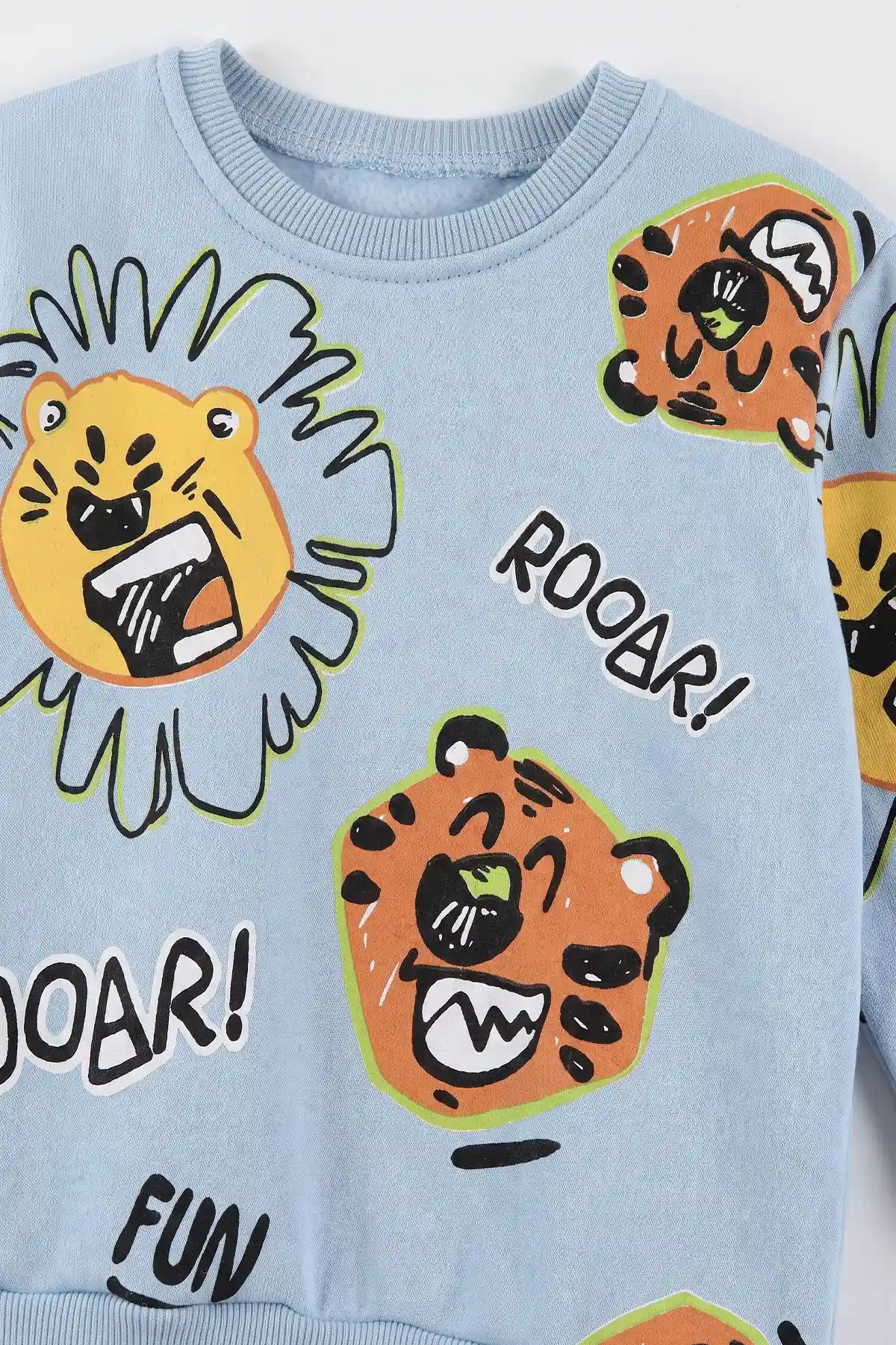 Bebe Mavisi (1-4 Yaş)Aslan Baskılı 3 İp Şardonlu Erkek Çocuk&Bebek Kışlık Takım 489458