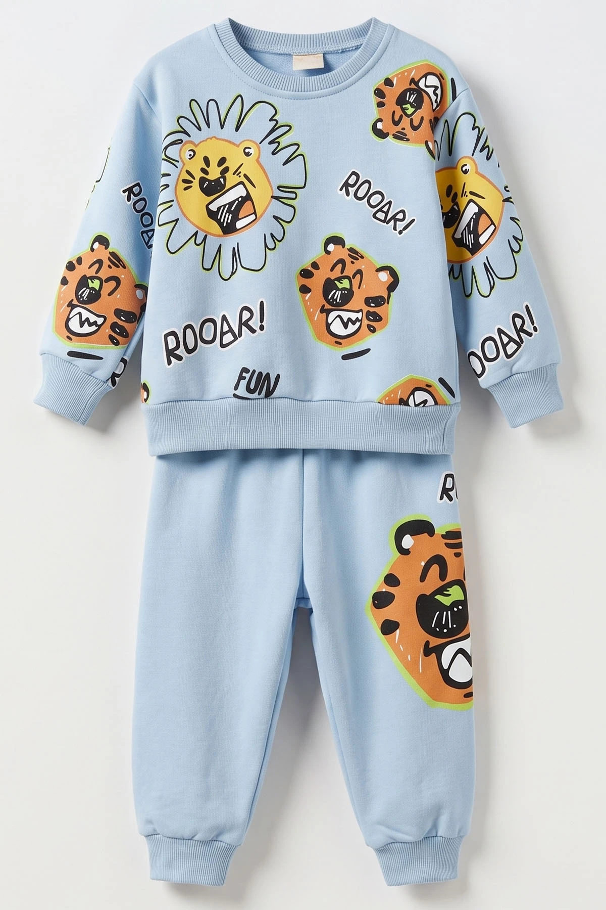 Bebe Mavisi (1-4 Yaş)Aslan  Baskılı  3 İp Şardonlu Erkek Çocuk&Bebek Kışlık Takım 489458