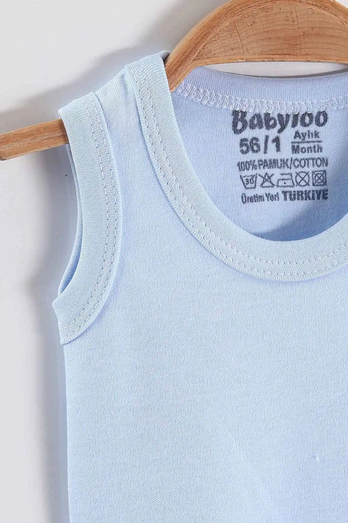 Bebe Mavisi (1-9 Ay)Sıfır Kol Düz Erkek Bebek Çıtçıtlı Badi 458469