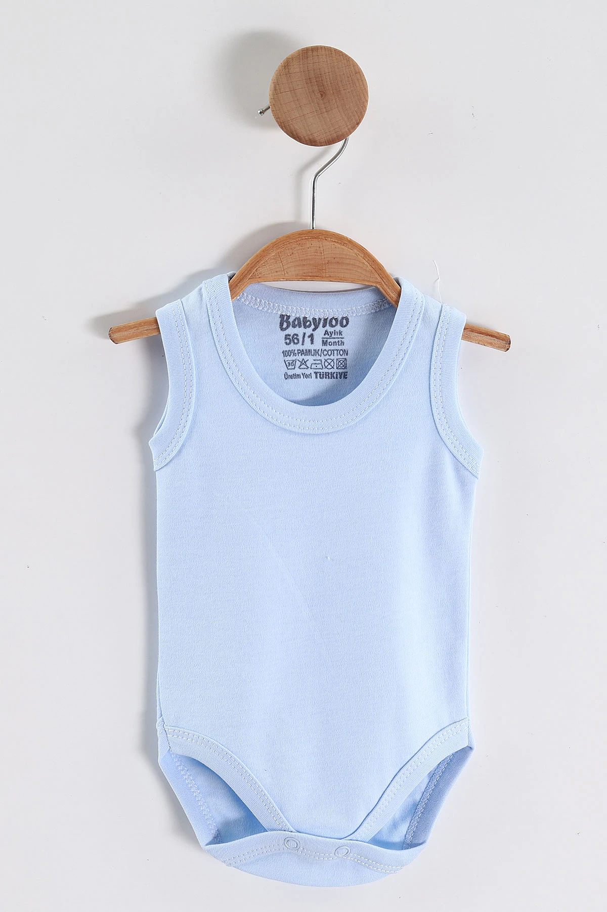 Bebe Mavisi (1-9 Ay)Sıfır Kol Düz Erkek Bebek Çıtçıtlı Badi 458469