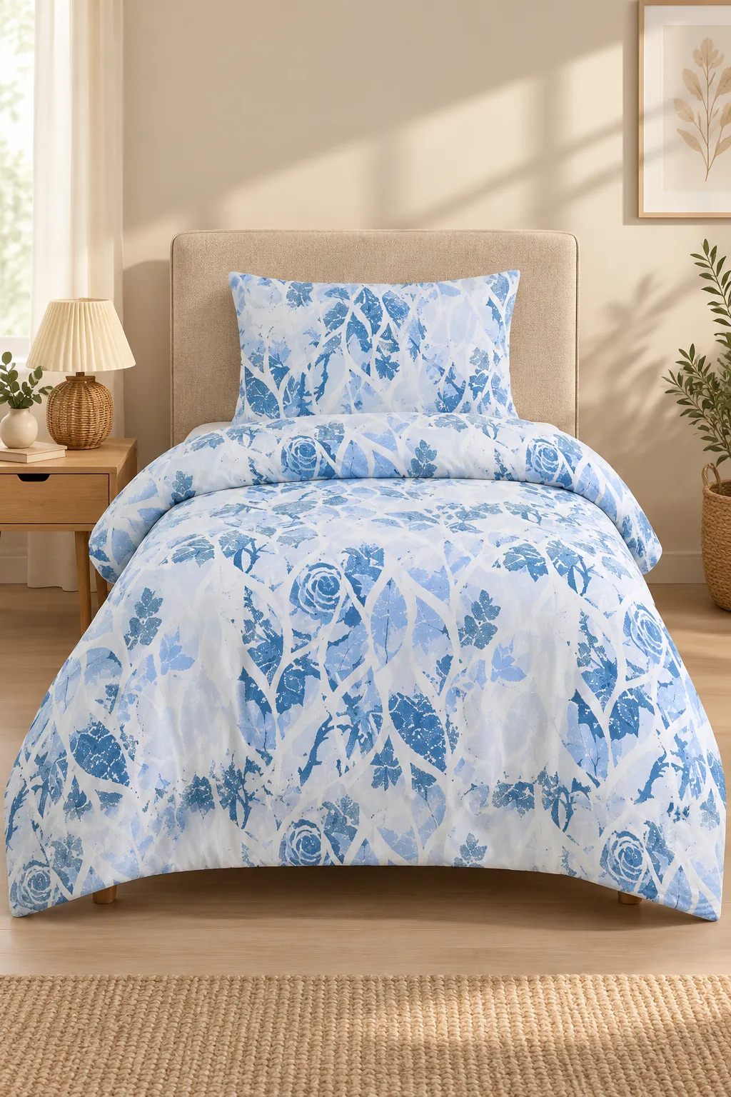 Bebe Mavisi 160x220 Cm Bella Home Tek Kişilik Lastikli Çarşaf Nevresim Takımı 491131
