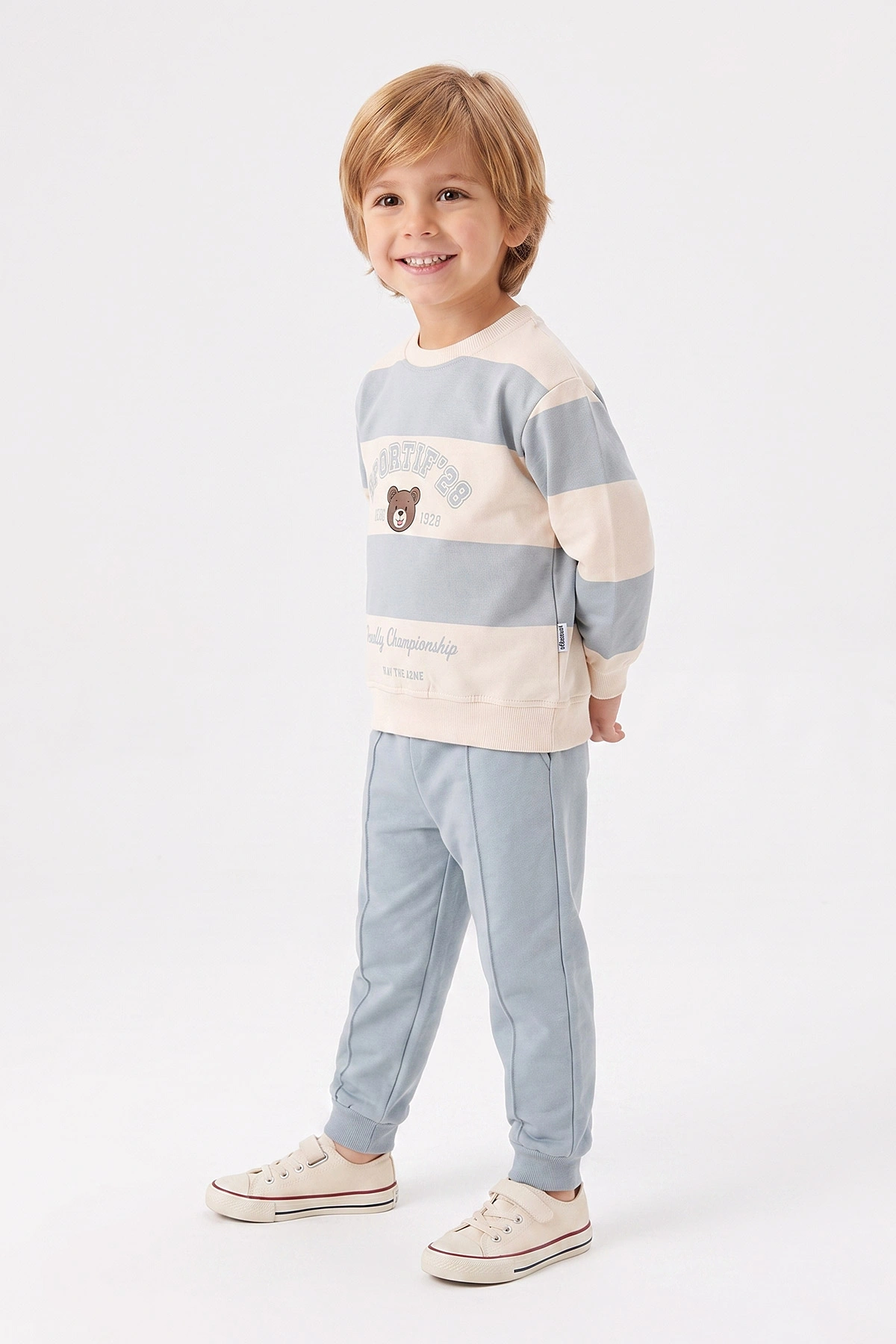 Bebe Mavisi (2-5 Yaş) Sportif Baskılı Erkek Çocuk Takım 471357