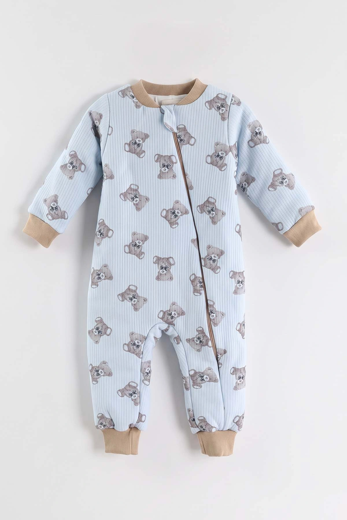 Bebe Mavisi (2-6 Yaş)Ayıcık Desenli Çapraz Fermuarlı Çocuk Uyku Tulumu 490032