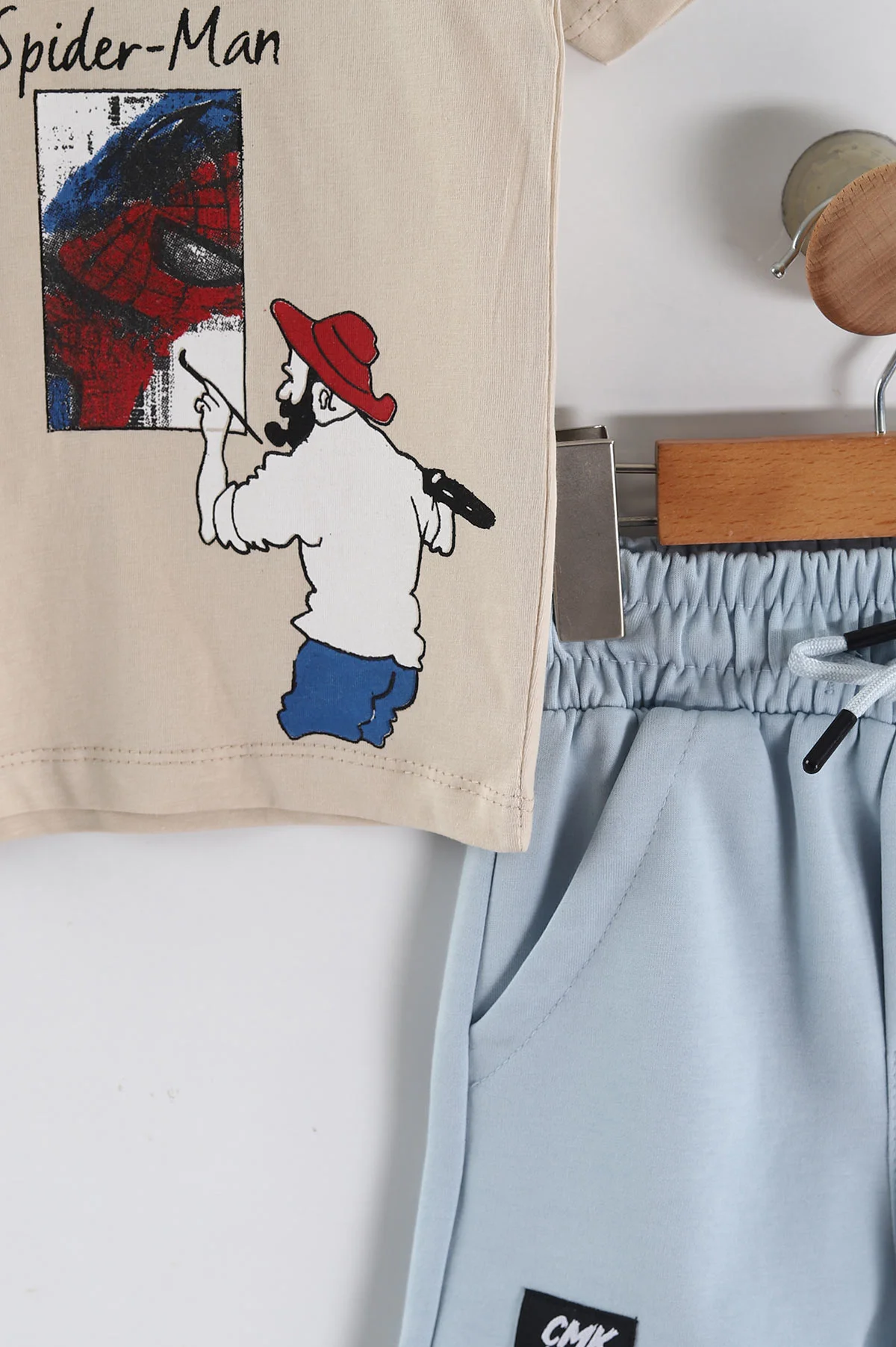 Bebe Mavisi (3-10 Yaş)Van Gogh Baskılı Tişörtlü ve Şortlu İnterlok Erkek Çocuk Takım 458211