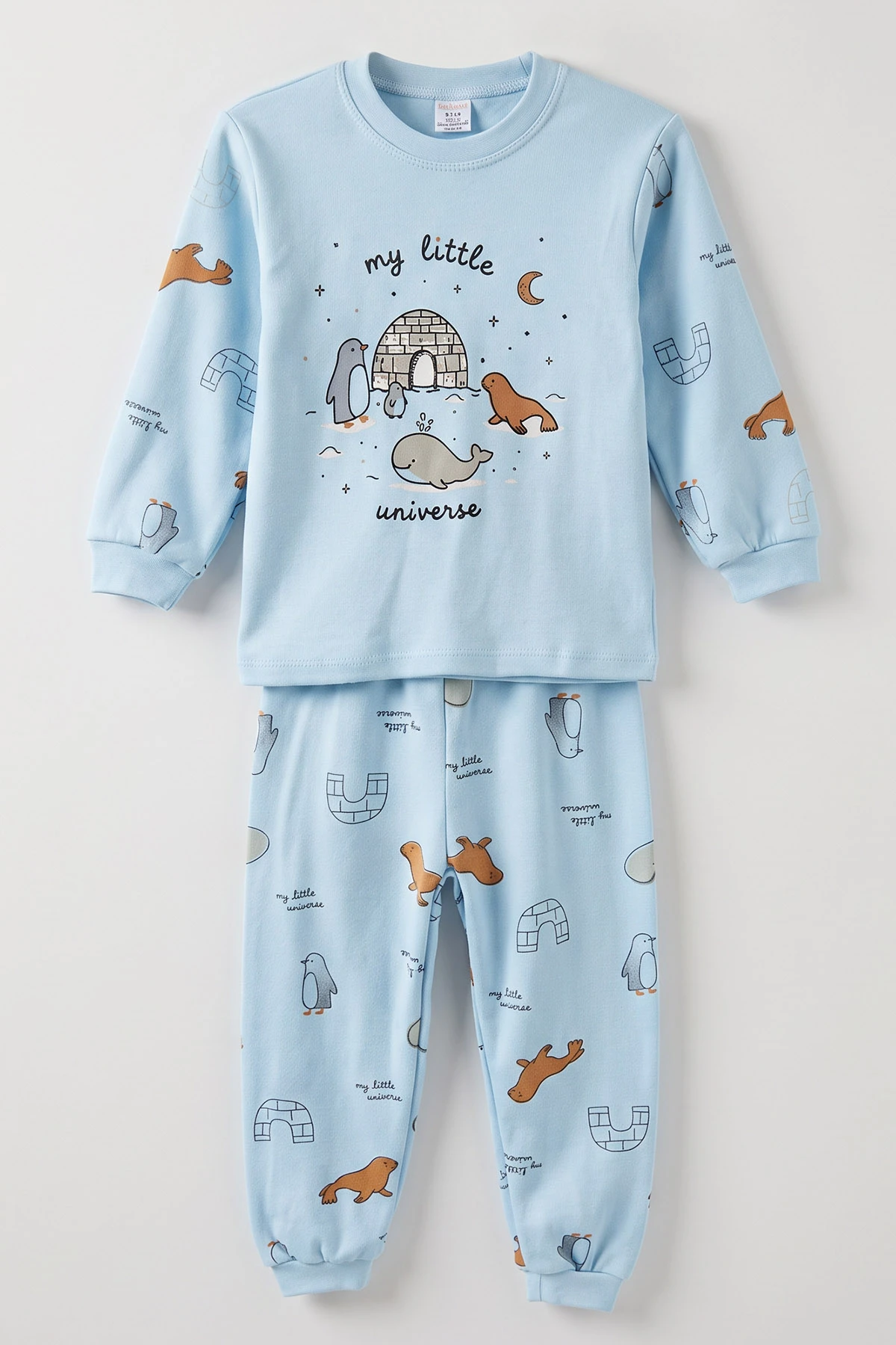 Bebe Mavisi (3-6 Yaş ) Alaska Desenli Penye Erkek Çocuk Pijama Takım 500343