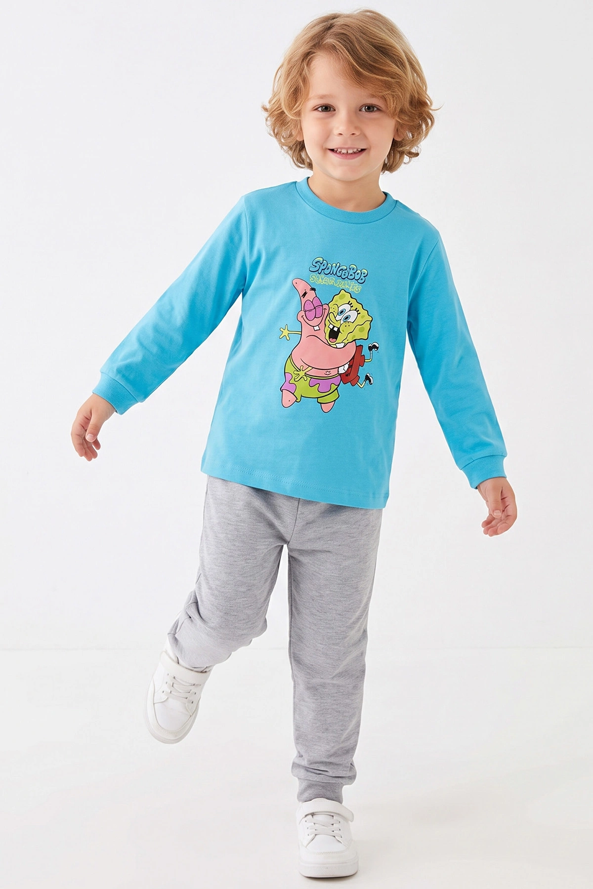 Bebe Mavisi (3-8 Yaş) Karakter Baskılı İnterlok Kumaş Kız Çocuk Pijama Takım 491061