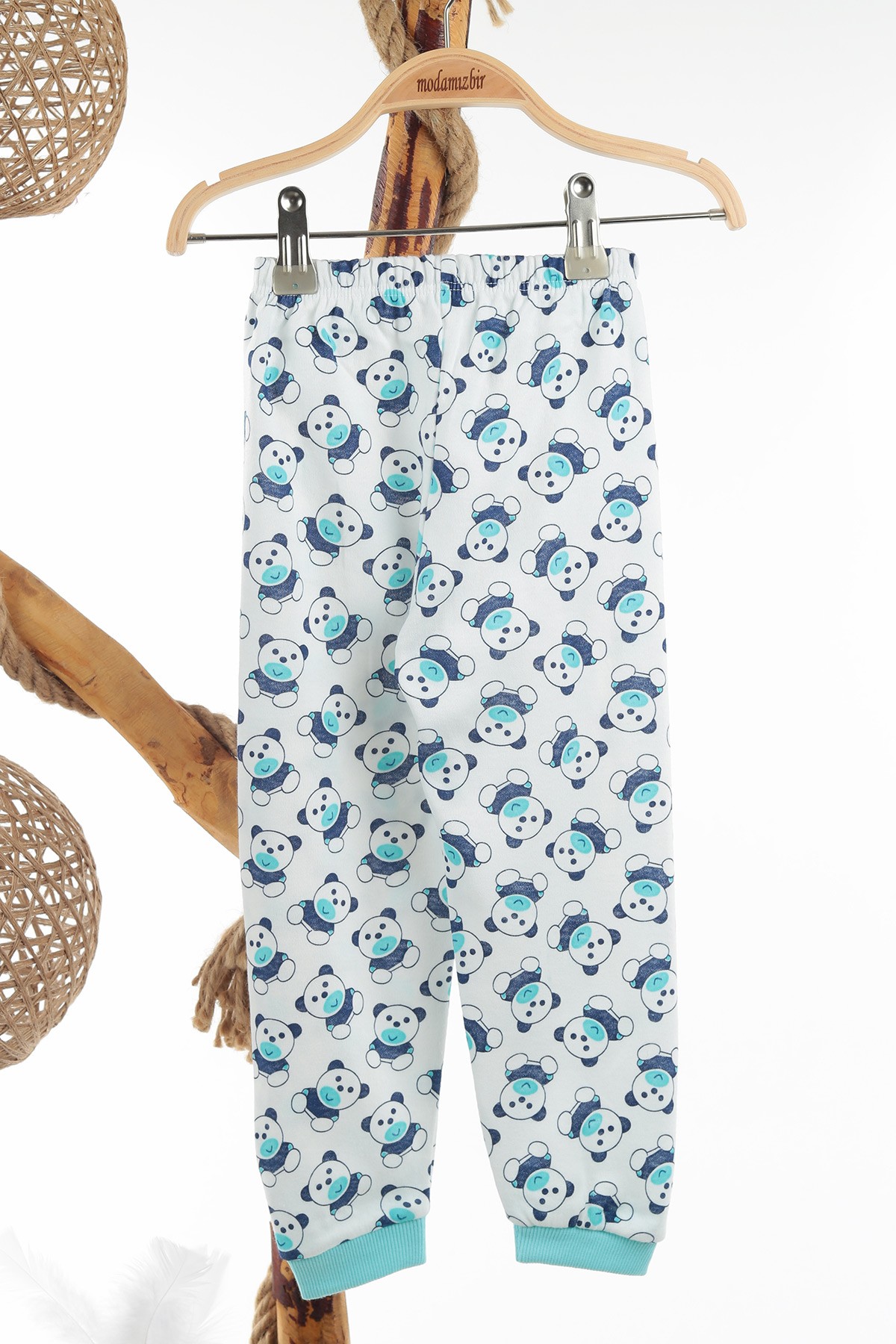 Bebe Mavisi (4-6 Yaş) Ekru Panda Desenli Kız Çocuk Pijama Takım 137318