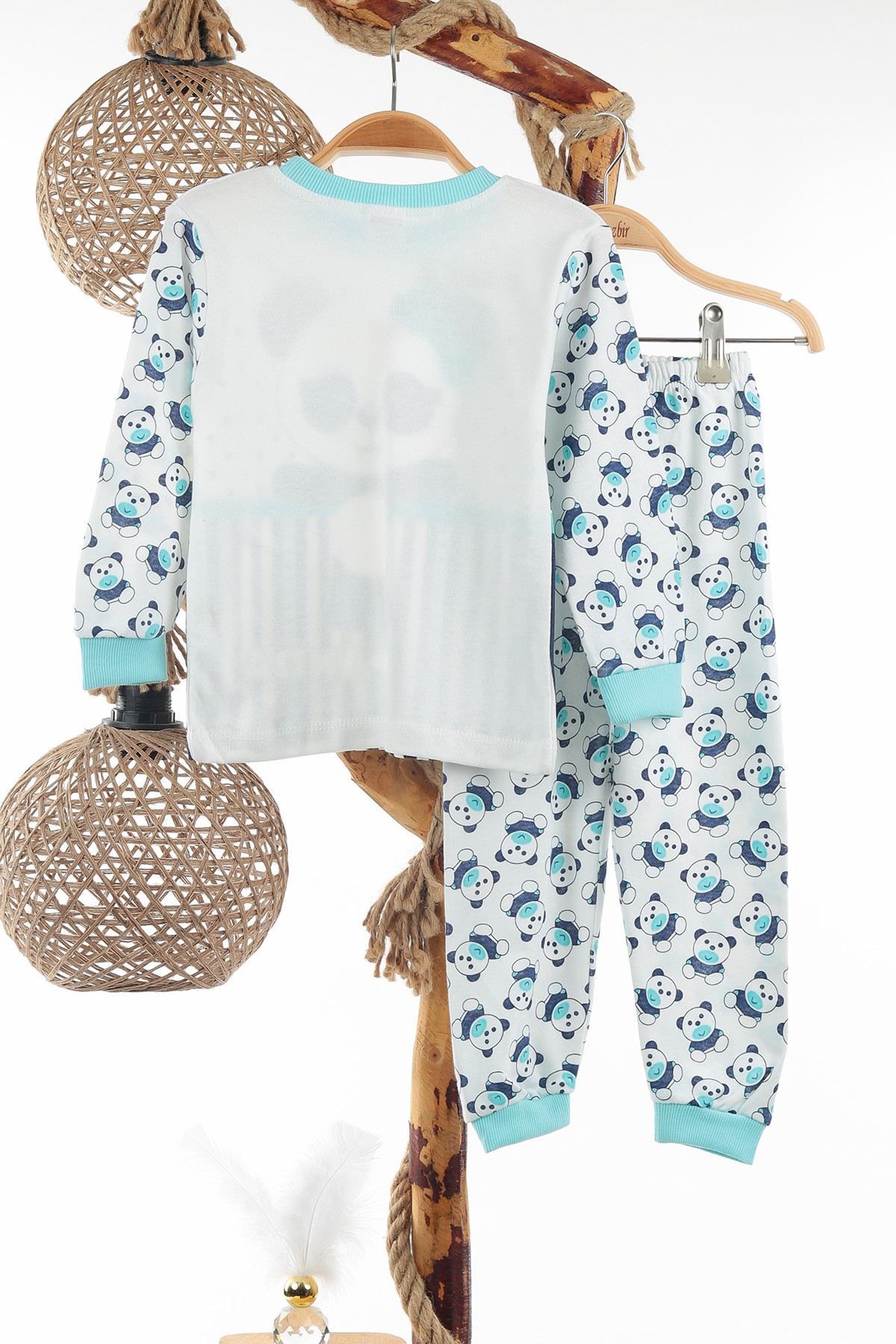 Bebe Mavisi (4-6 Yaş) Ekru Panda Desenli Kız Çocuk Pijama Takım 137318