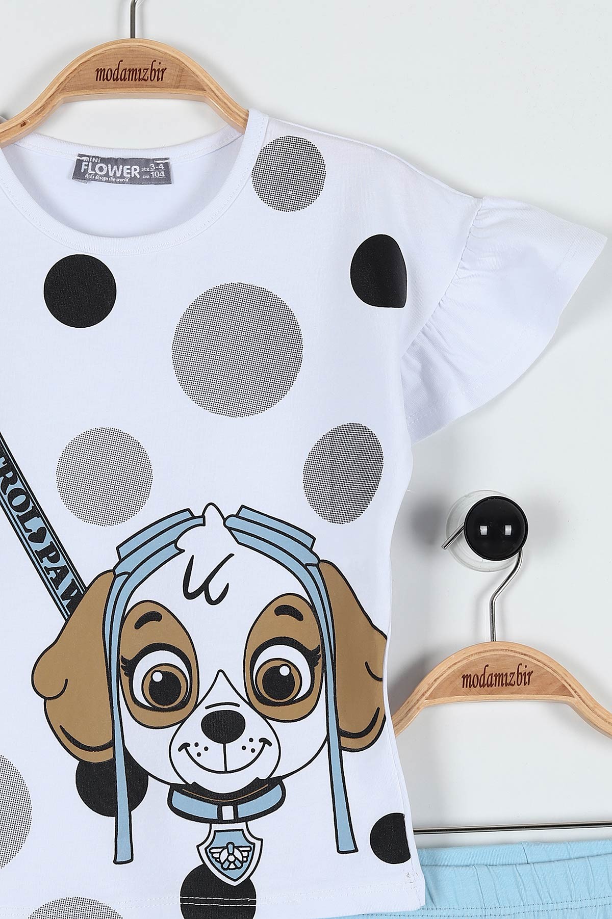 Bebe Mavisi (4-8 Yaş) Gözlüklü Köpek Baskılı Taytlı Kız Çocuk Takım 183498
