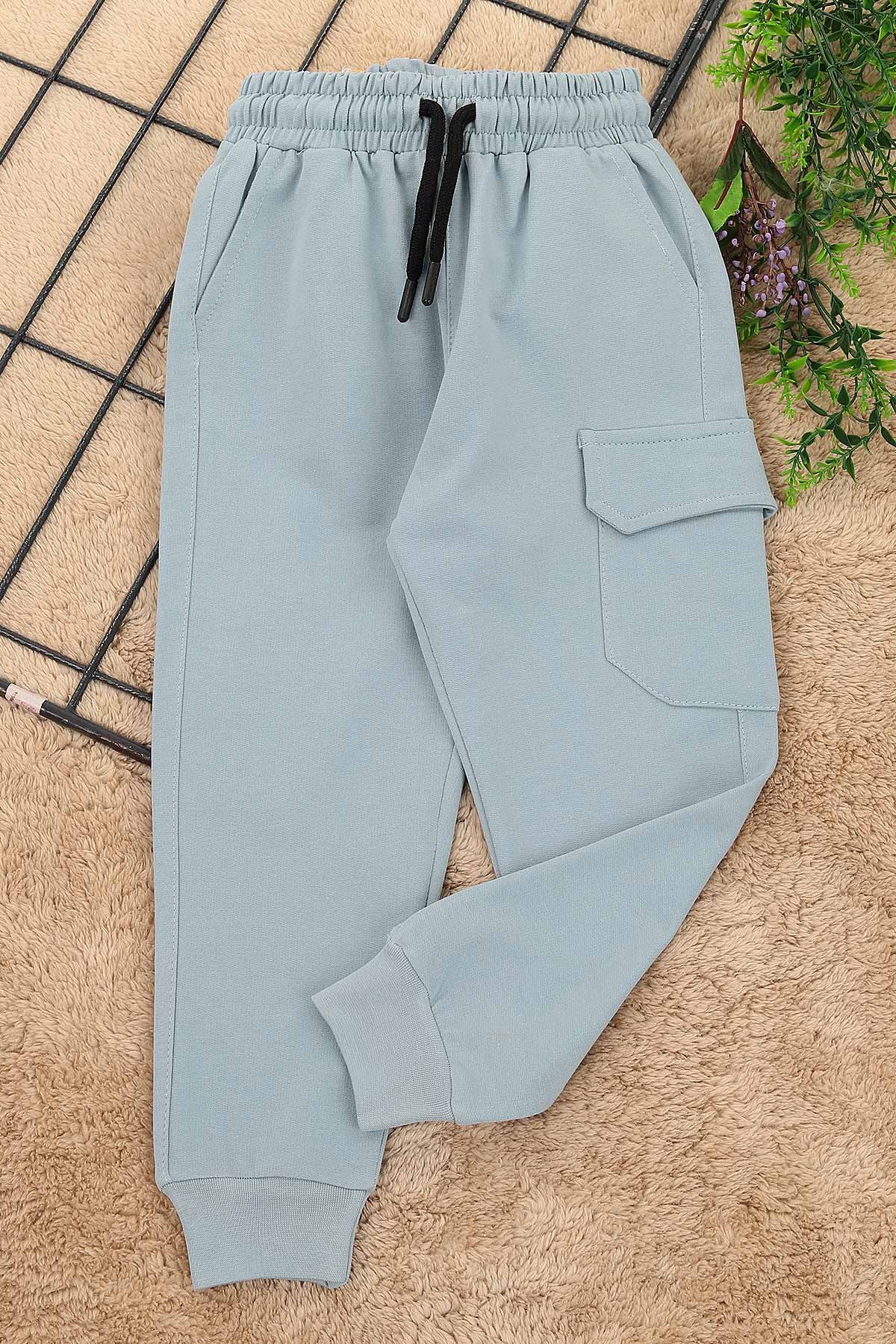Bebe Mavisi (5-8 Yaş) Kargo Cepli Erkek Çocuk Eşofman Altı 152305