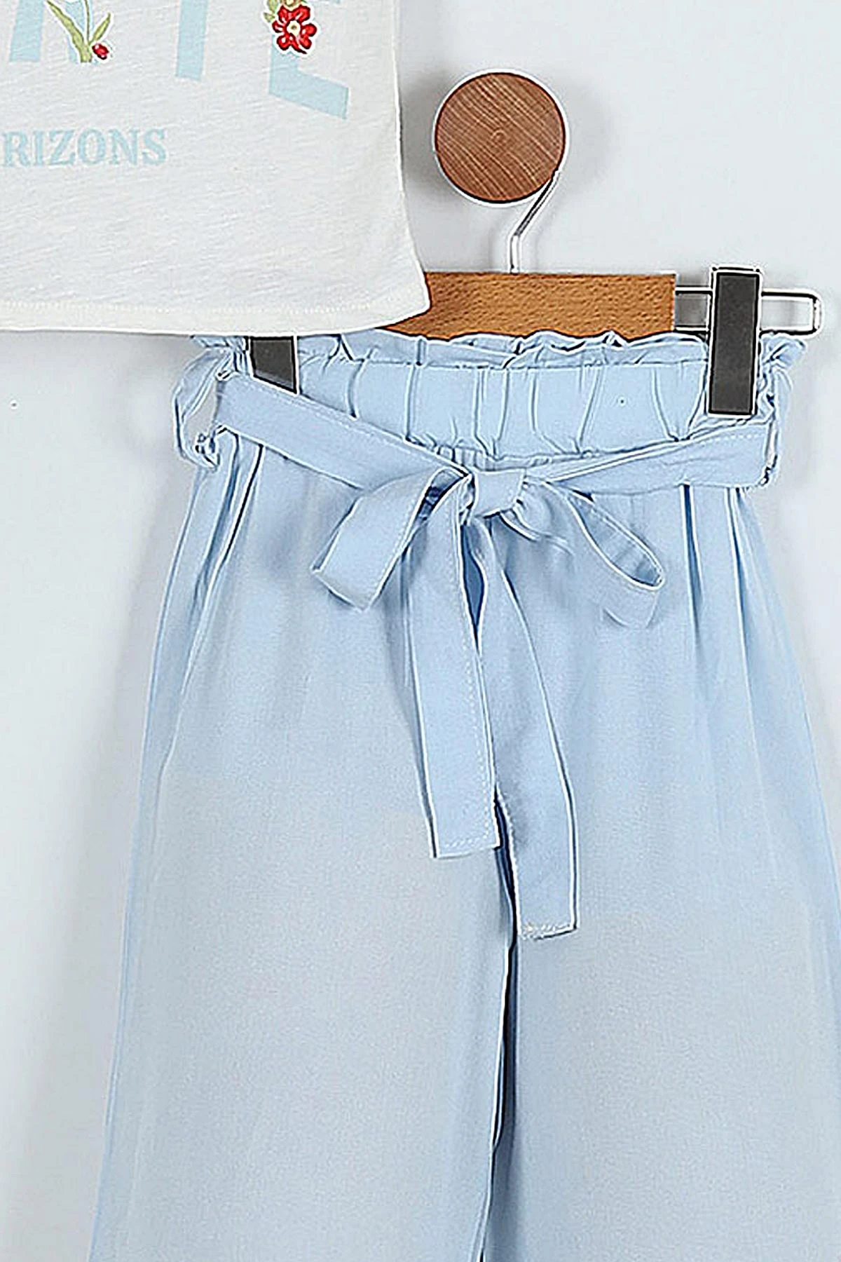 Bebe Mavisi (5-8 Yaş) Yandan Bağlamalı Pantolonlu Kız Çocuk Takım 283890