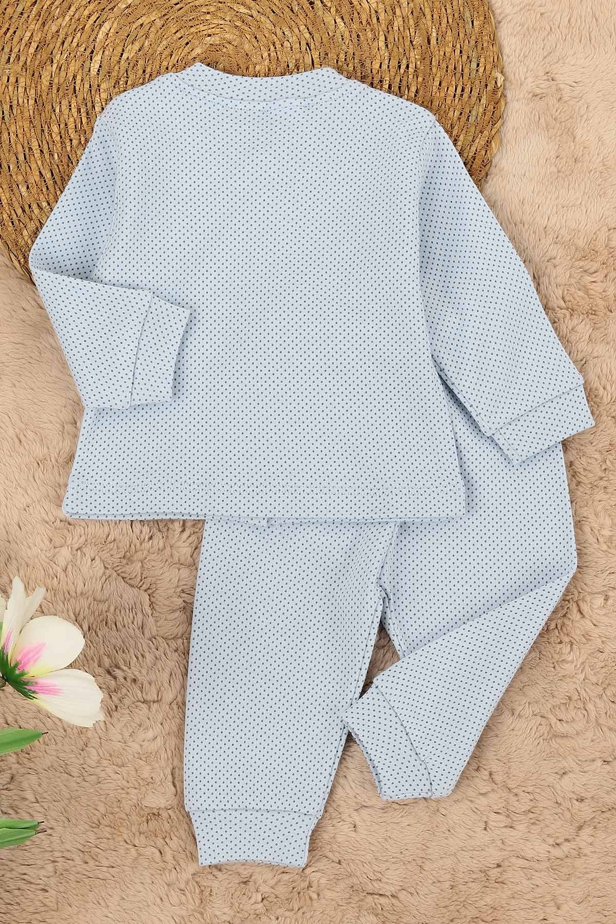 Bebe Mavisi (6-12 Ay) Puanlı Önden Çıtçıtlı Bebe Takım 148427