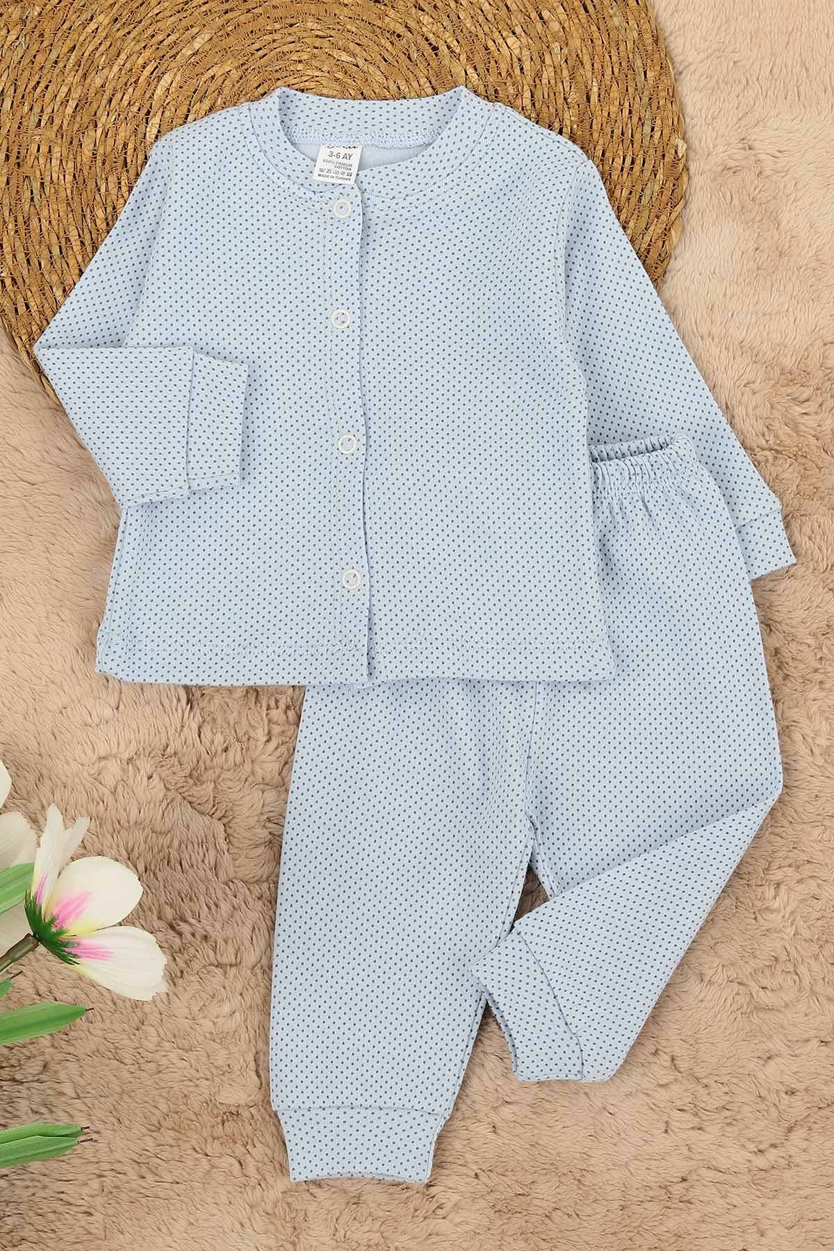 Bebe Mavisi (6-12 Ay) Puanlı Önden Çıtçıtlı Bebe Takım 148427