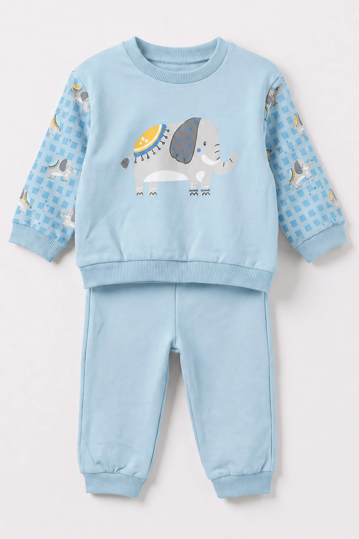 Bebe Mavisi (6-18 Ay) Fil Baskılı Erkek Bebek 2'li Takım 479138