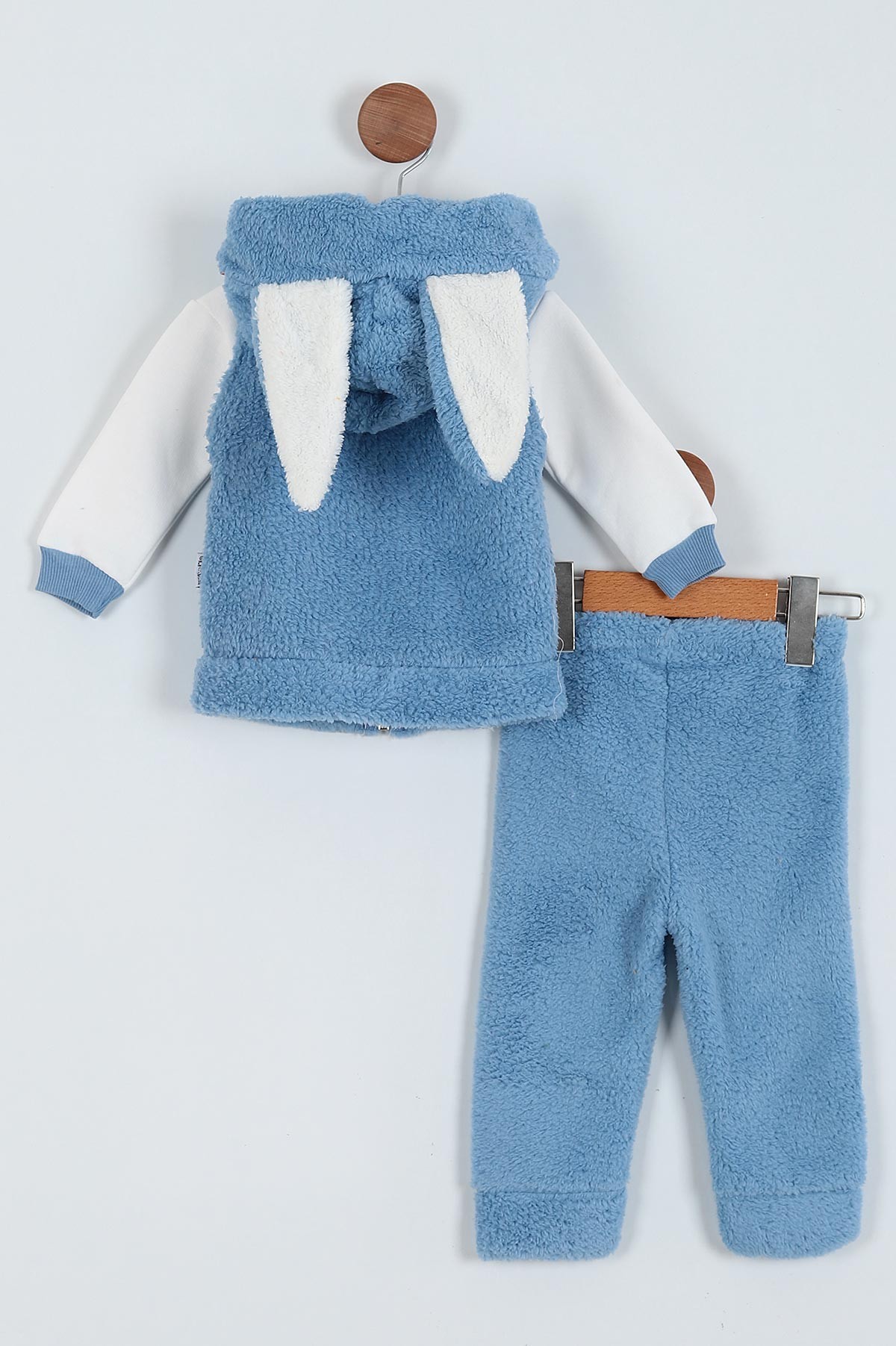 Bebe Mavisi (6-24 Ay) Nakışlı Hırkalı Welsoft Üçlü Kız Bebe Takım 225285