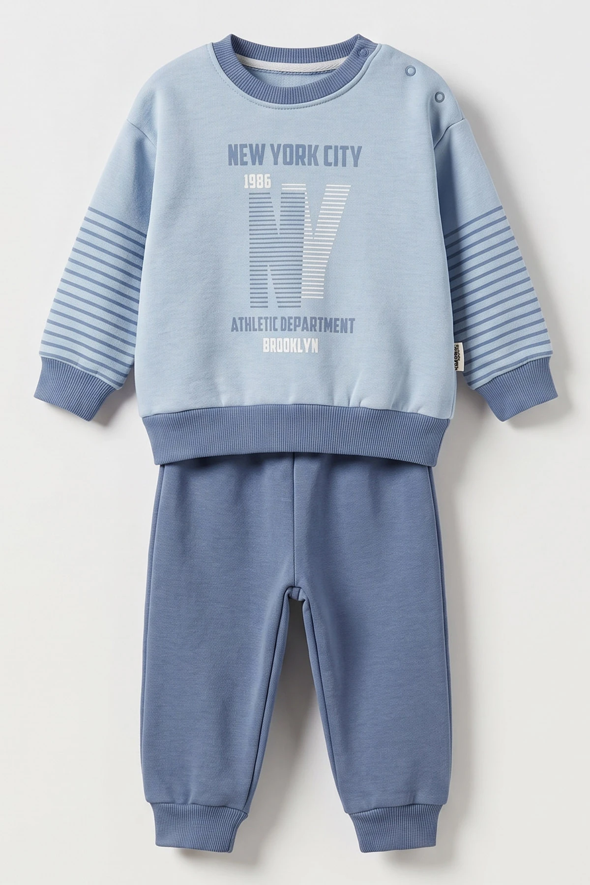 Bebe Mavisi (6-24 Ay) NYC  Baskılı 3 İp Şardonlu Erkek Bebek Kışlık Takım 501021
