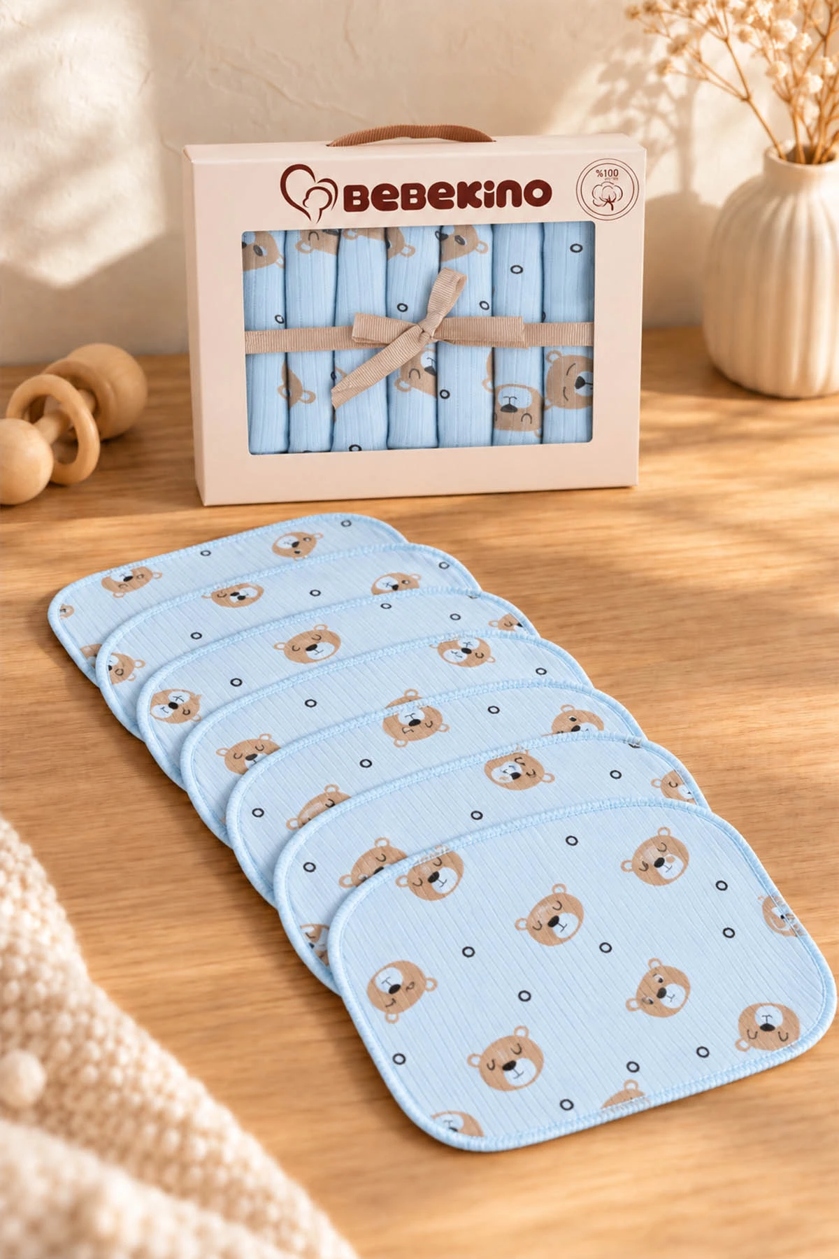 Bebe Mavisi 7'li Kutulu ve Pamuklu  Penye   Unisex Bebek  Mendil 493862