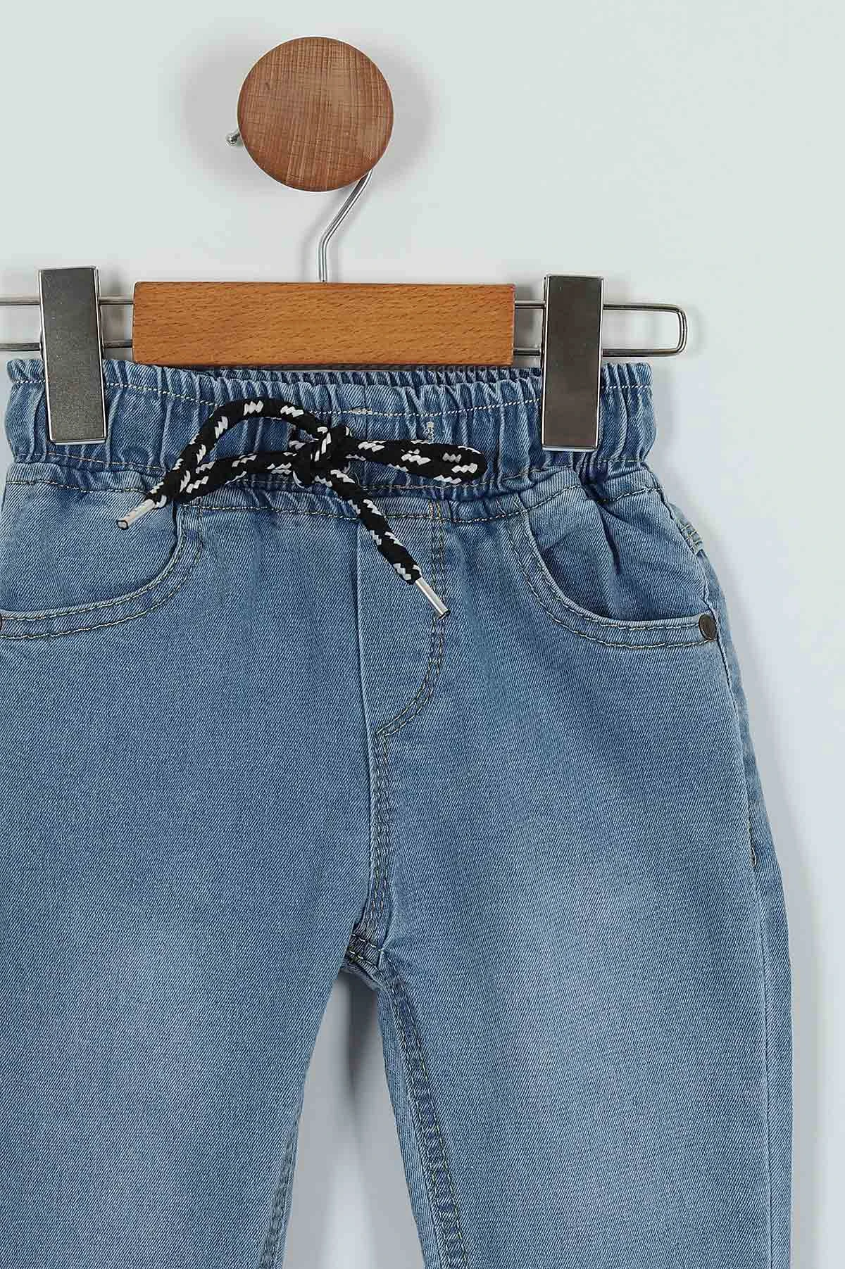 Bebe Mavisi (8-12 Yaş) Bel ve Paça Lastikli Erkek Çocuk Kot Pantolon 252367