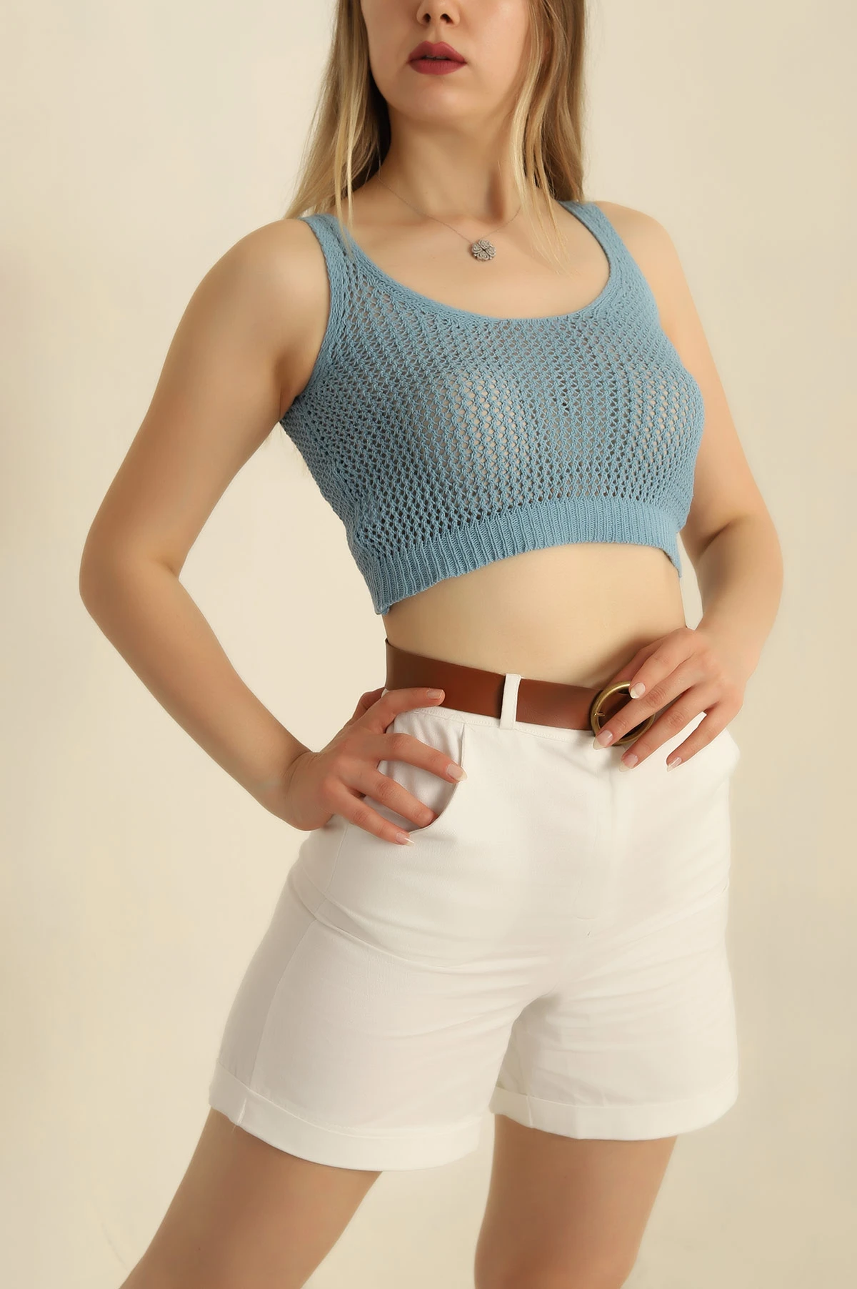 Bebe Mavisi Ajurlu Triko Bluz 271040