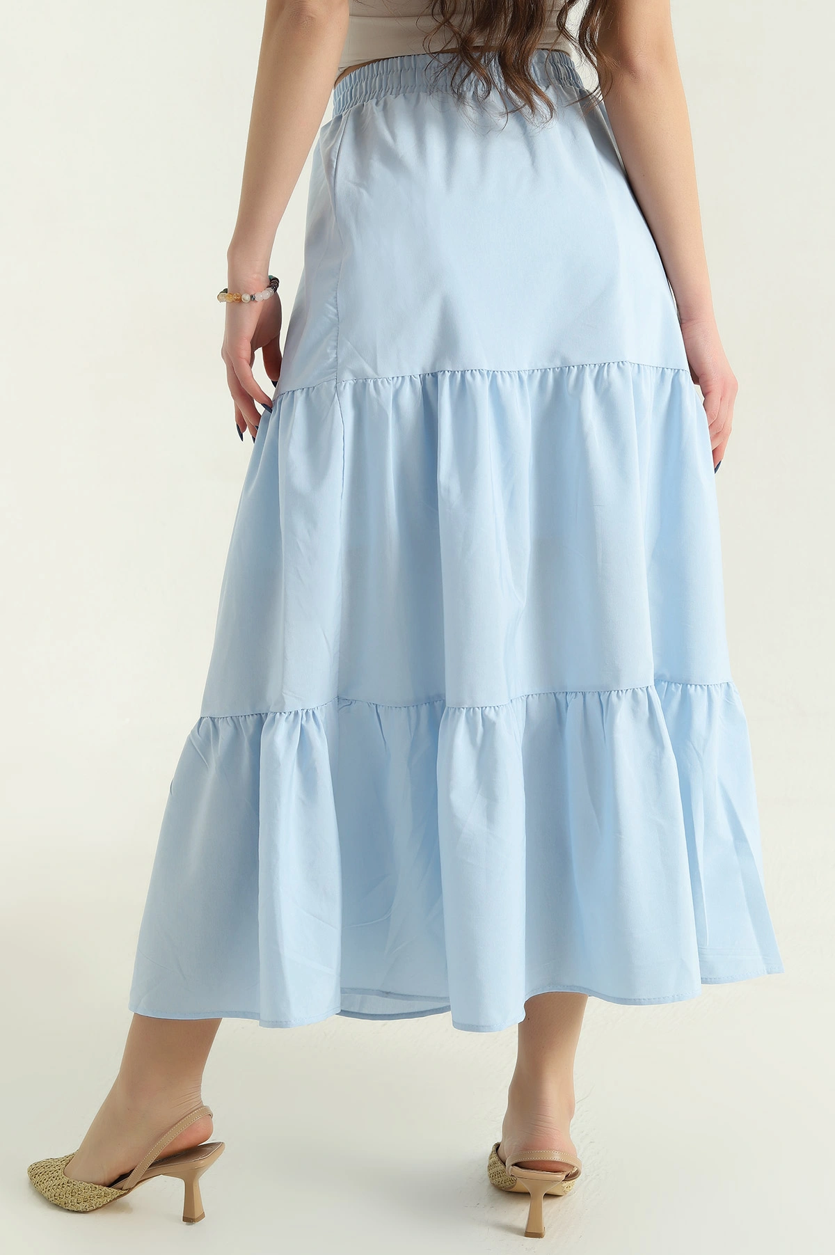Bebe Mavisi Astarlı Beli Lastikli Poplin Etek 336904
